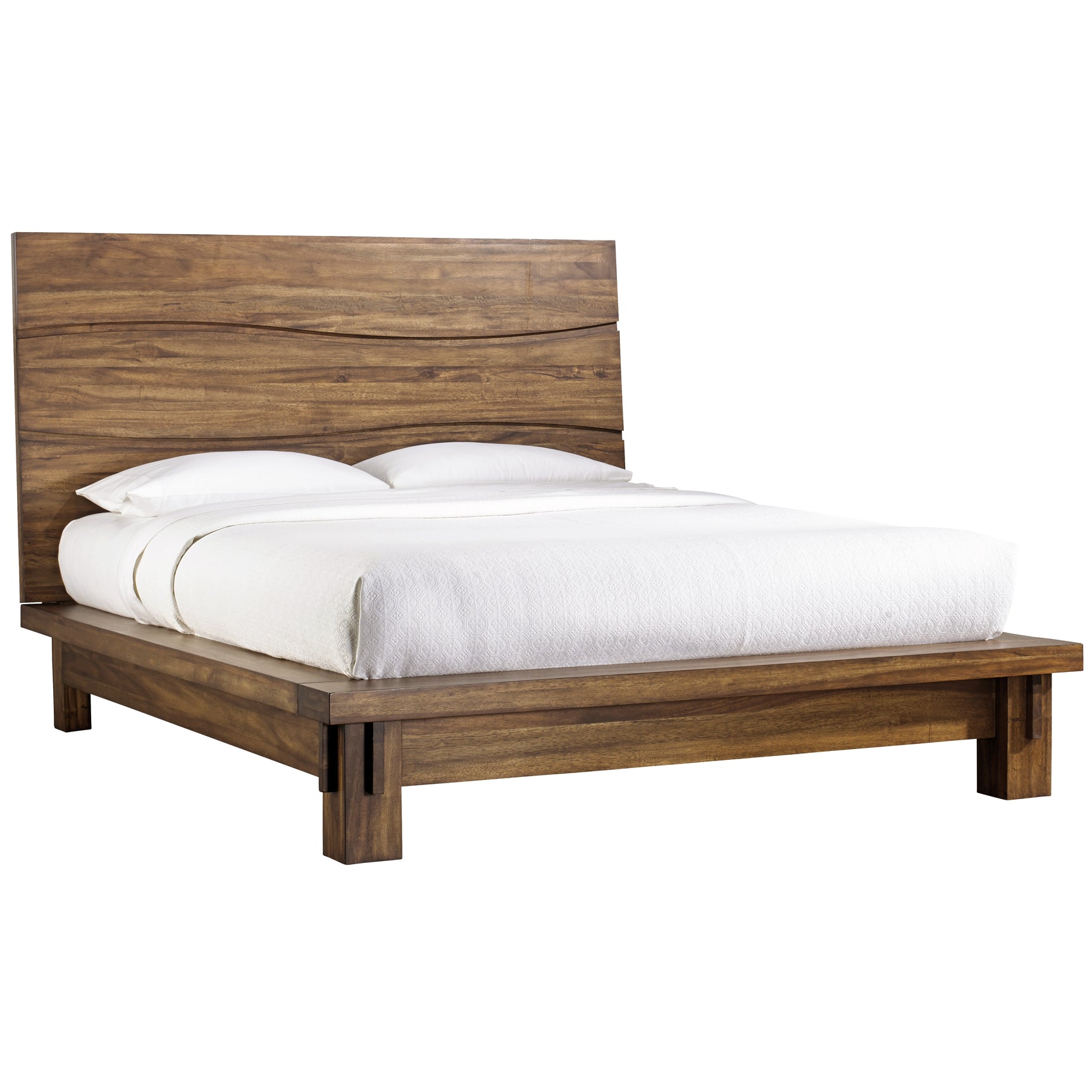 Ocean Solid Wood Queen Platform Bed in Natural Sengon - Ornate Home