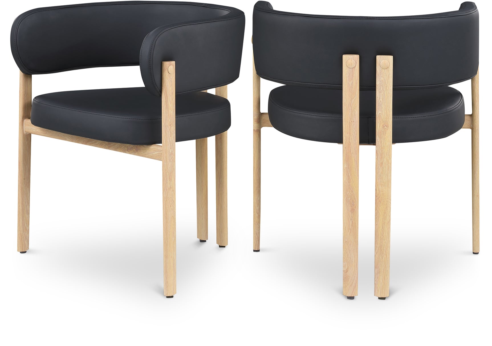 Oceanside Black/Natural Leather Upholstered Dining Chair (Set of 2) - Ornate Home