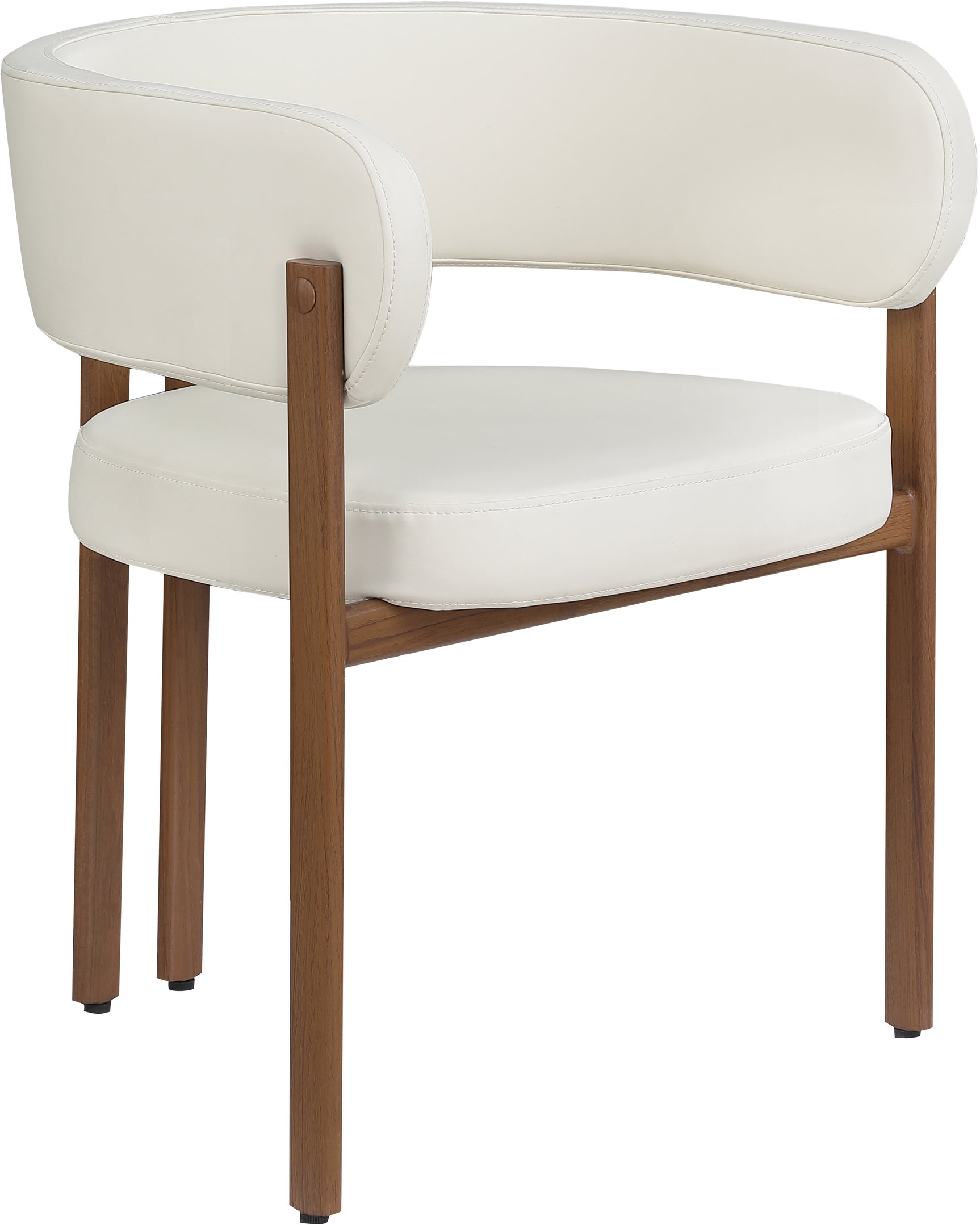 Oceanside Cream/Brown Leather Upholstered Dining Chair (Set of 2) - Ornate Home