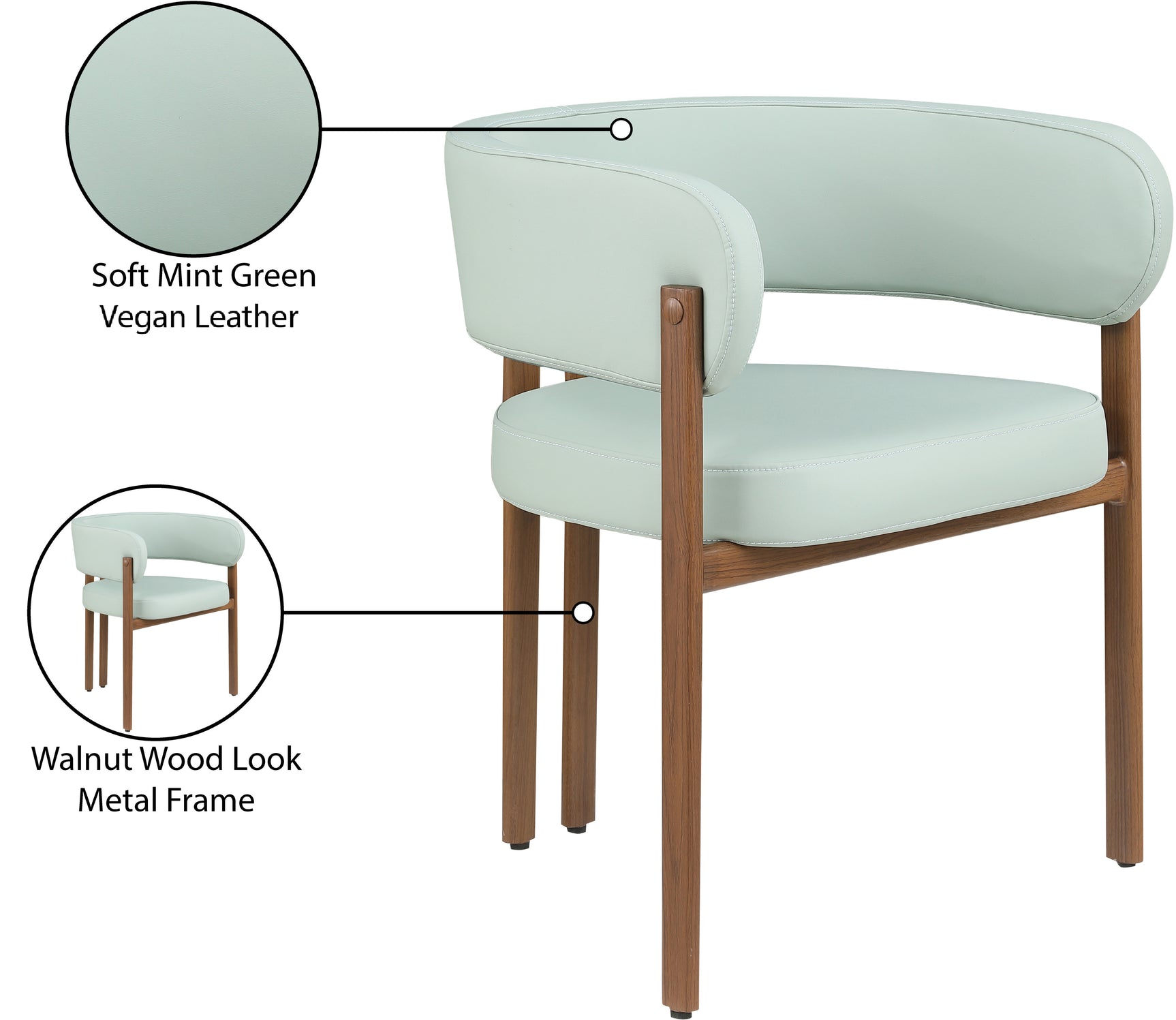 Oceanside Mint Green/Brown Mint Vegan Leather Upholstered Dining Chair (Set of 2) - Ornate Home