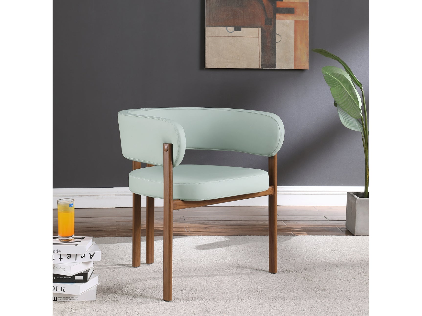 Oceanside Mint Green/Brown Mint Vegan Leather Upholstered Dining Chair (Set of 2) - Ornate Home