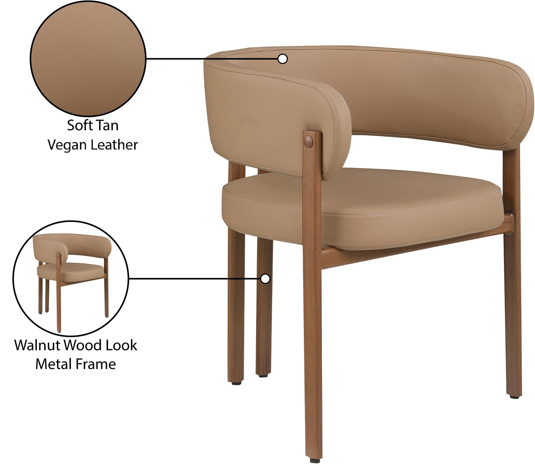 Oceanside Tan/Brown Leather Upholstered Dining Chair (Set of 2) - Ornate Home