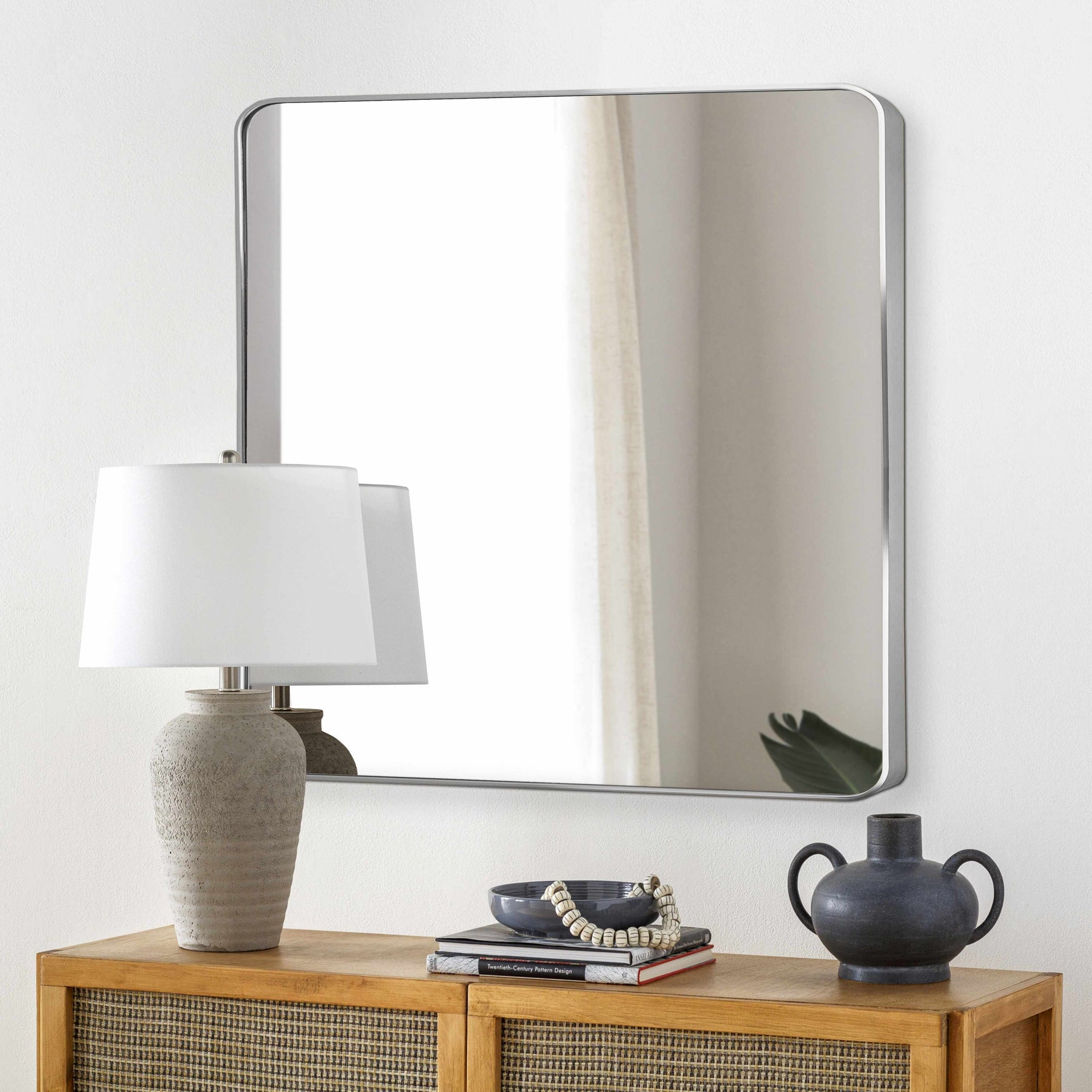 Ockenfels Modern Arched Silver Gray Wall Mirror - Ornate Home