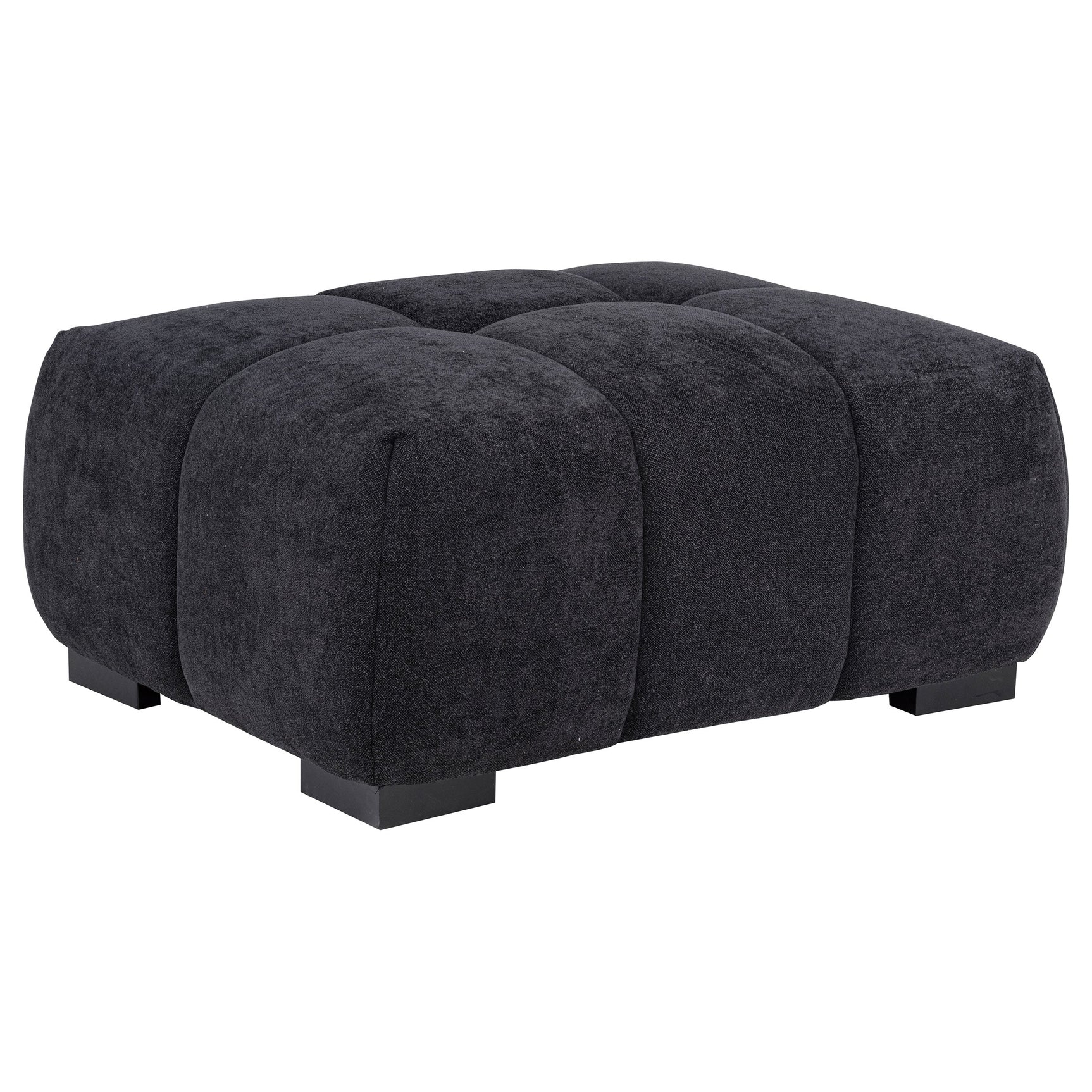 Octavia Black Upholstered Rectangular Ottoman - Ornate Home