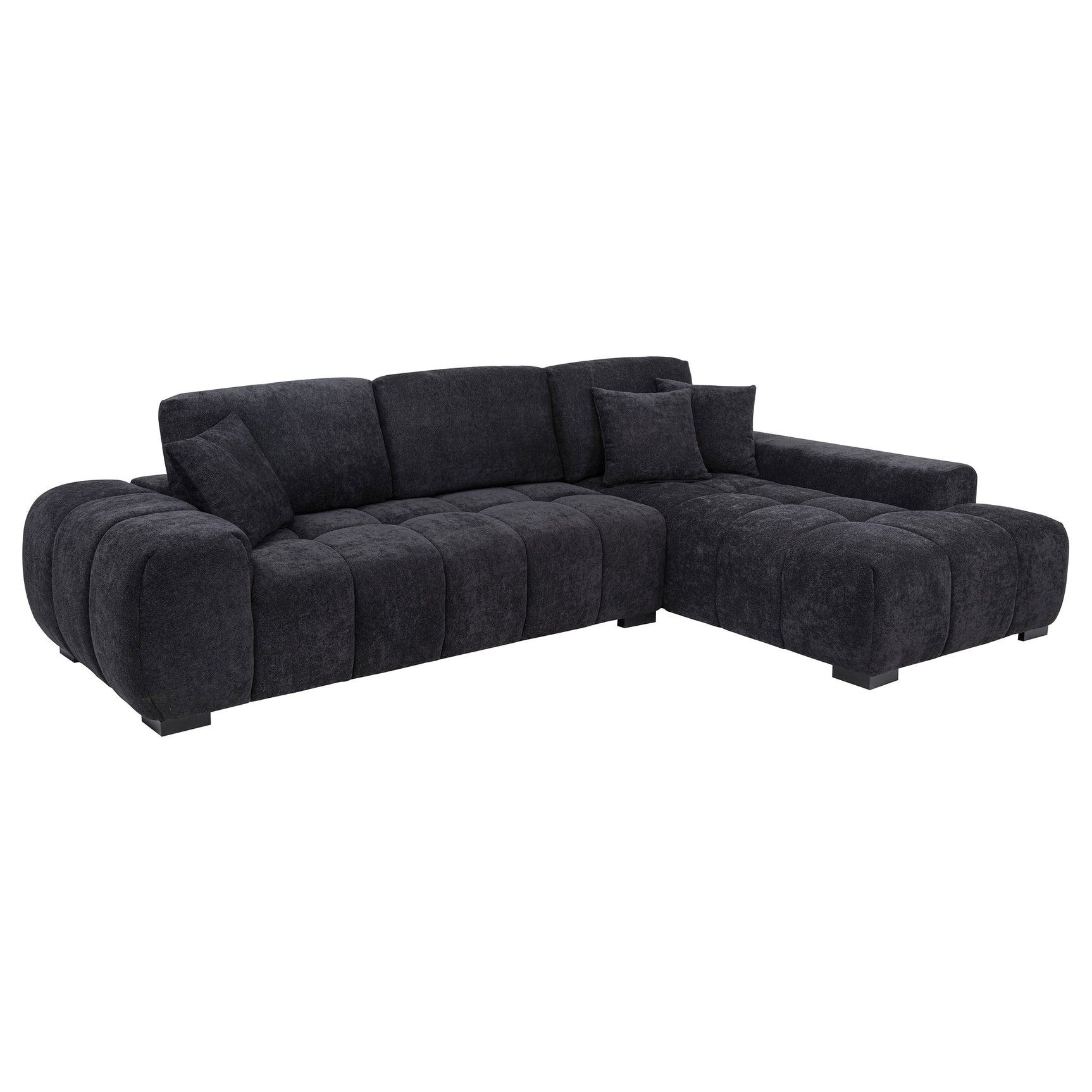 Octavia Black Upholstered Sectional Chaise Sofa - Ornate Home