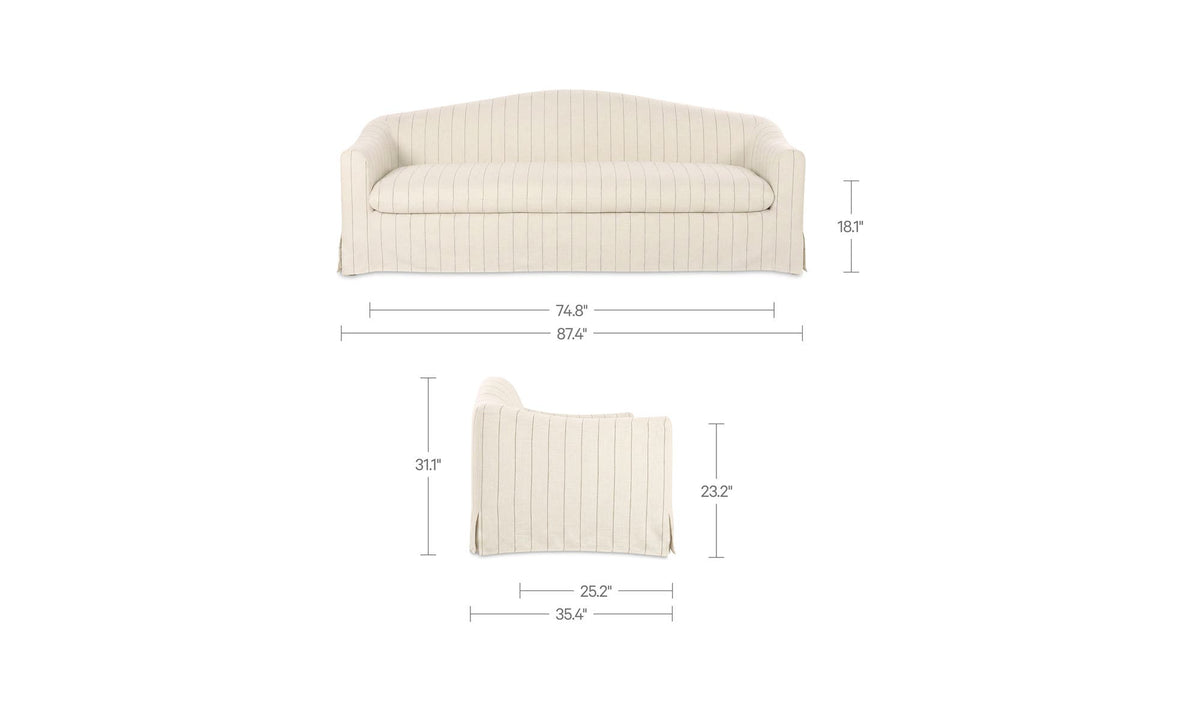 Odell Olive Stripe Slipcover Sofa - Ornate Home