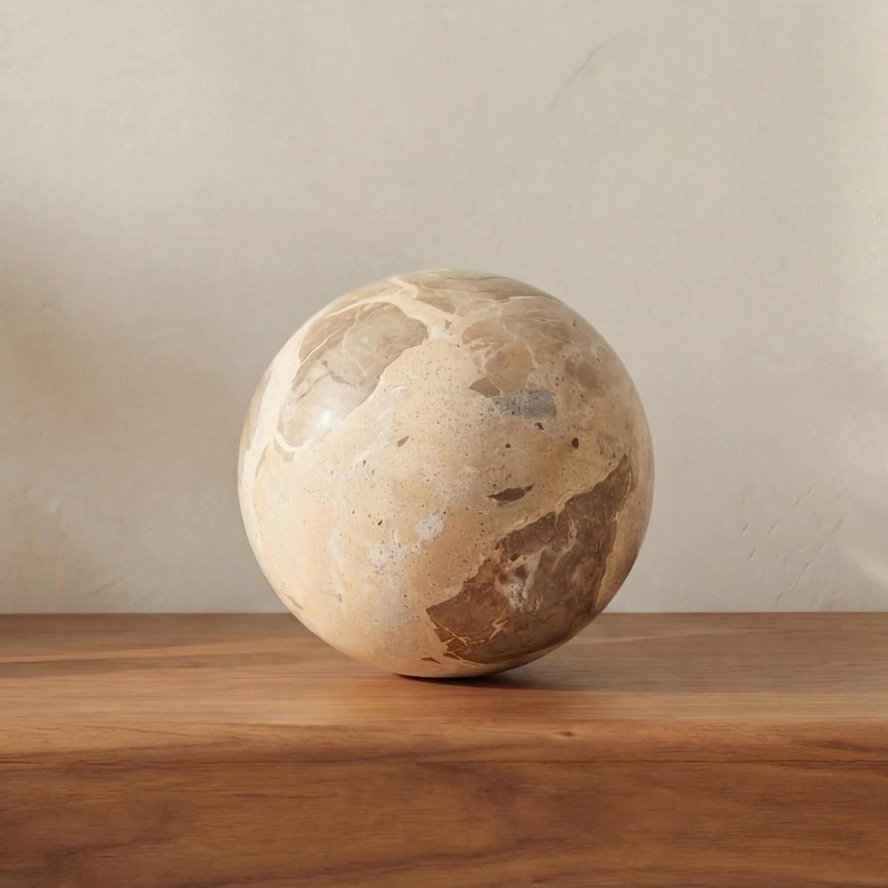 Odessa Tendu Beige Marble Sphere Tabletop Accent - Ornate Home
