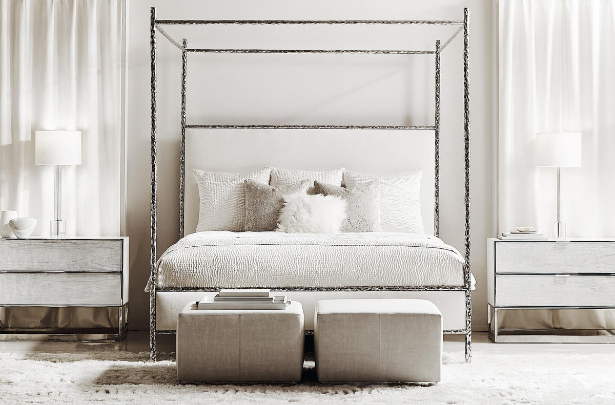 Odette Silver/Nickel King Canopy Bed - Ornate Home