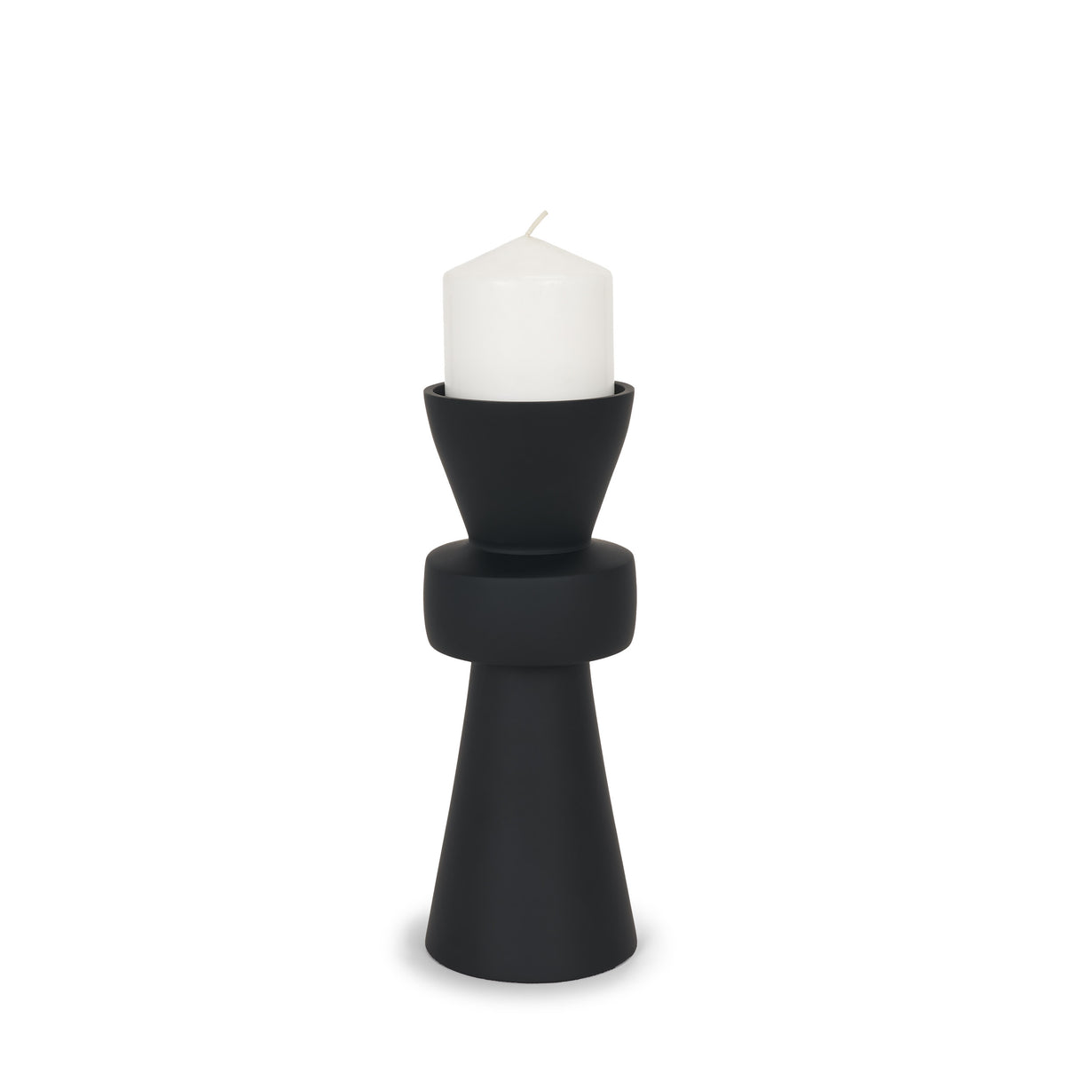 Odilia Matte Black Small Smooth Metal Geometric Pillar Candle Holder