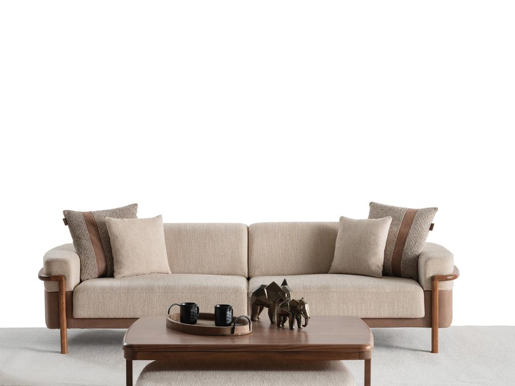 Odin Cream 4-pieces (4 Seater Sofa & 3 Seater Sofa & 2 Chair) Living Room Set