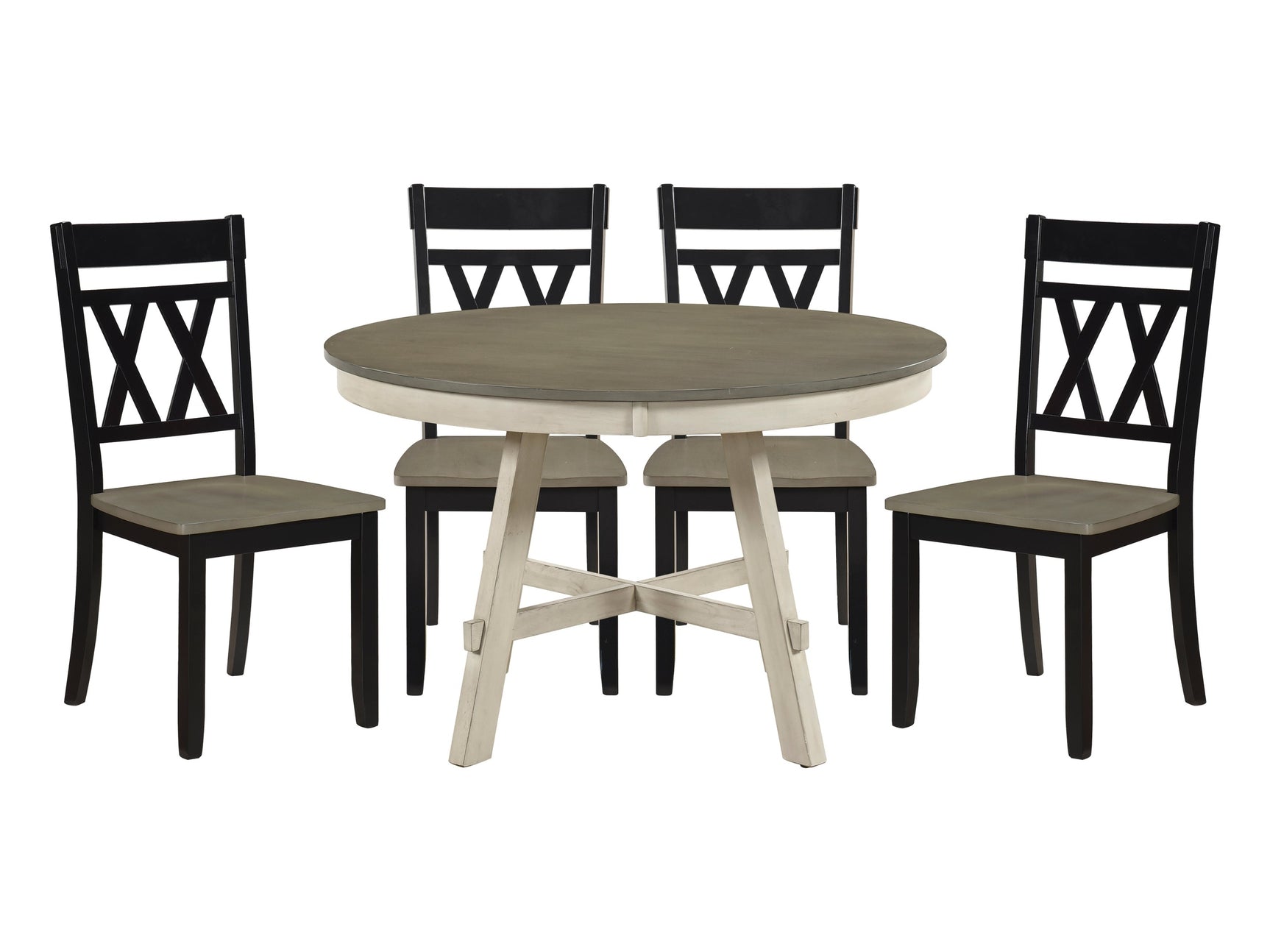 Ogden Greywash/Antique White/Antique Black 5-Piece Dining Table Set - Ornate Home