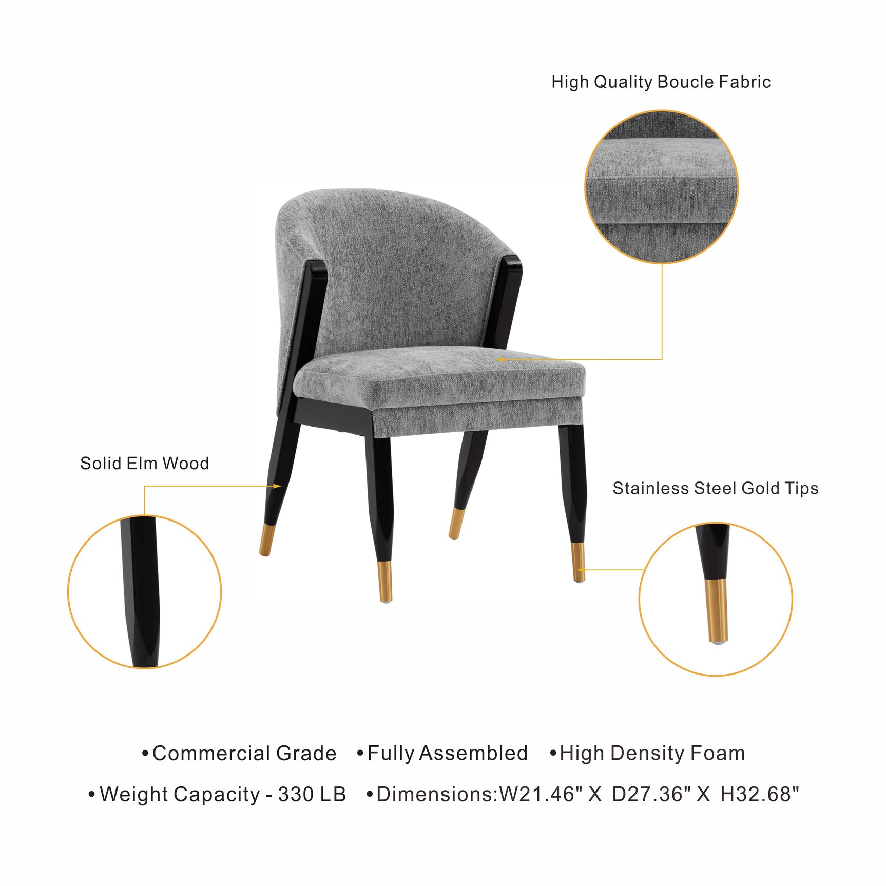 Ola Dining Chair in Grey - Ornate Home