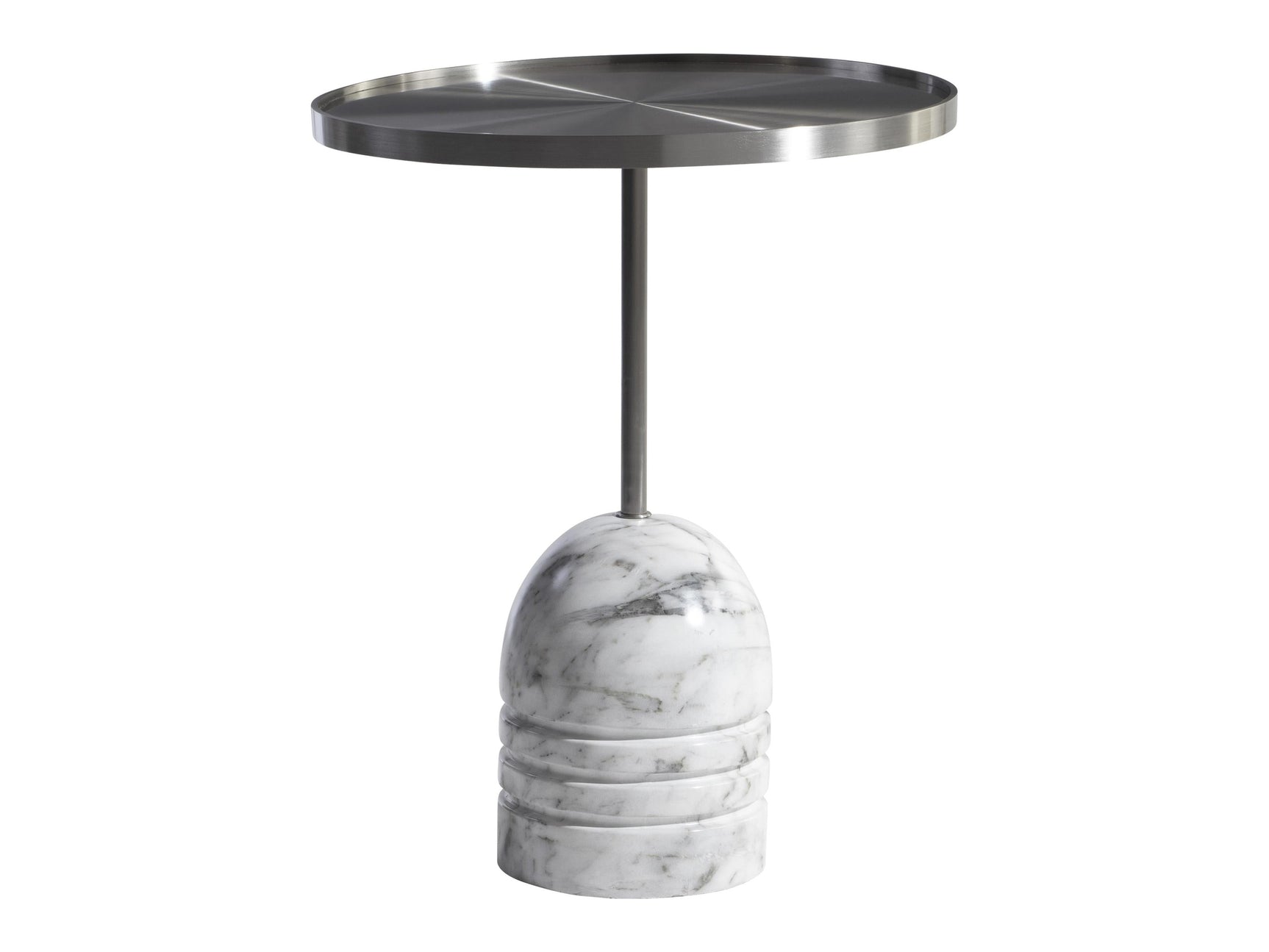 Olan Brushed Stainless Steel/Catia Black Accent Table - Ornate Home