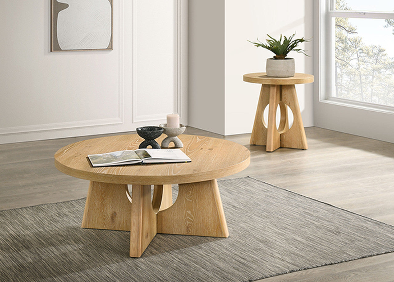 Olgod Oak Round Coffee Table - Ornate Home