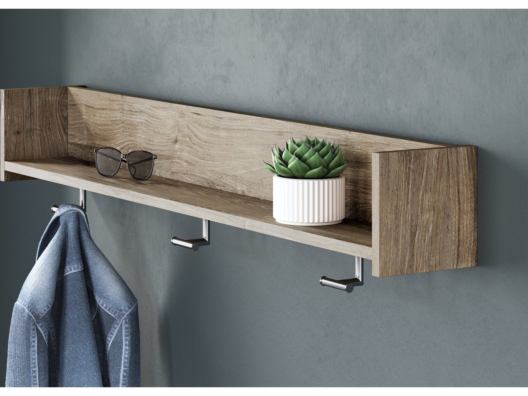 Oliah Natural Wall Mounted Coat Rack with Shelf (Online Special Price) - Ornate Home