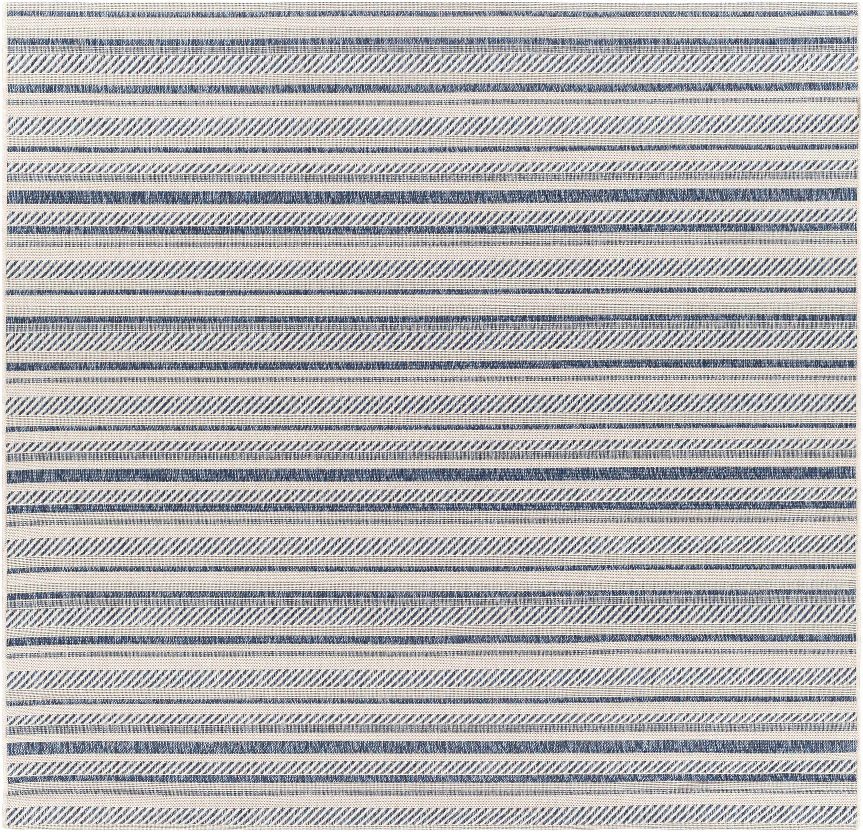 Olin White&Blue Striped Nordic Outdoor Rug - Ornate Home