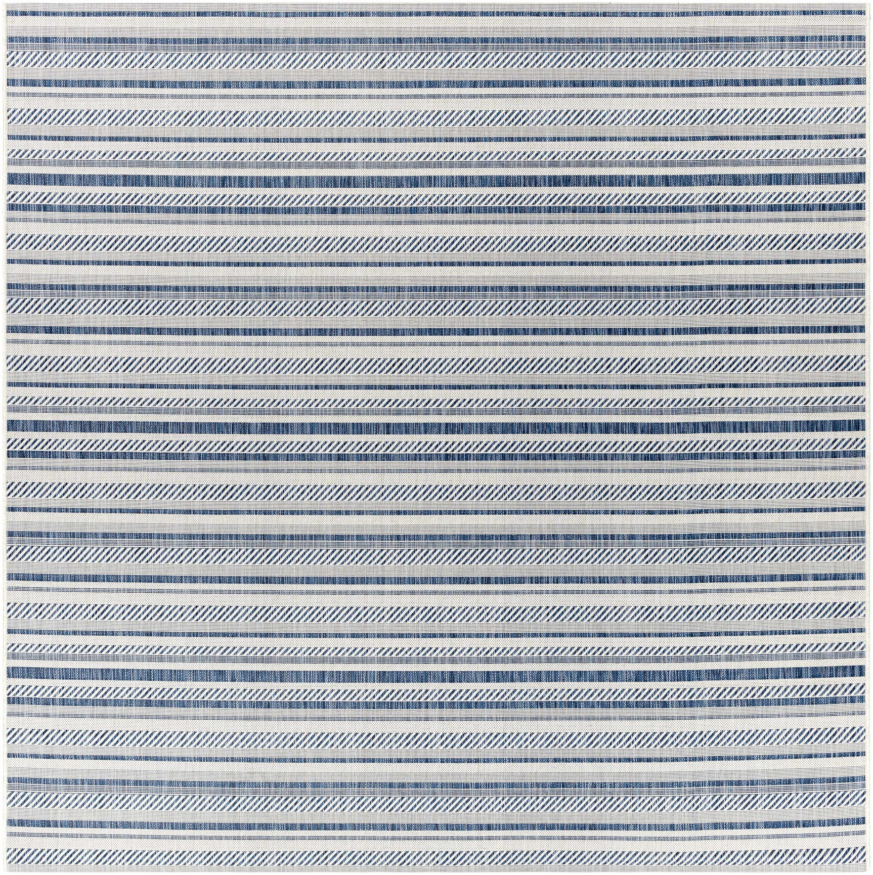 Olin White&Blue Striped Nordic Outdoor Rug - Ornate Home