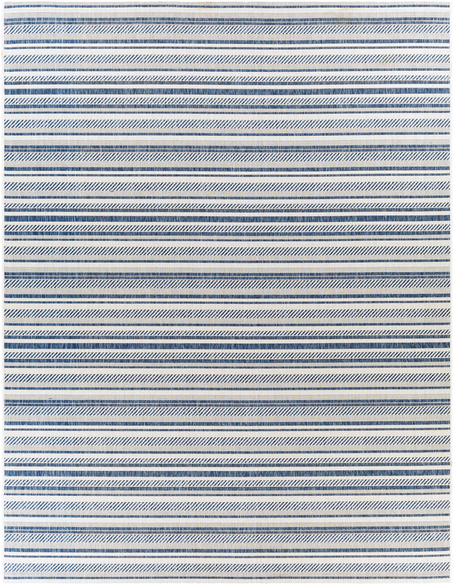 Olin White&Blue Striped Nordic Outdoor Rug - Ornate Home