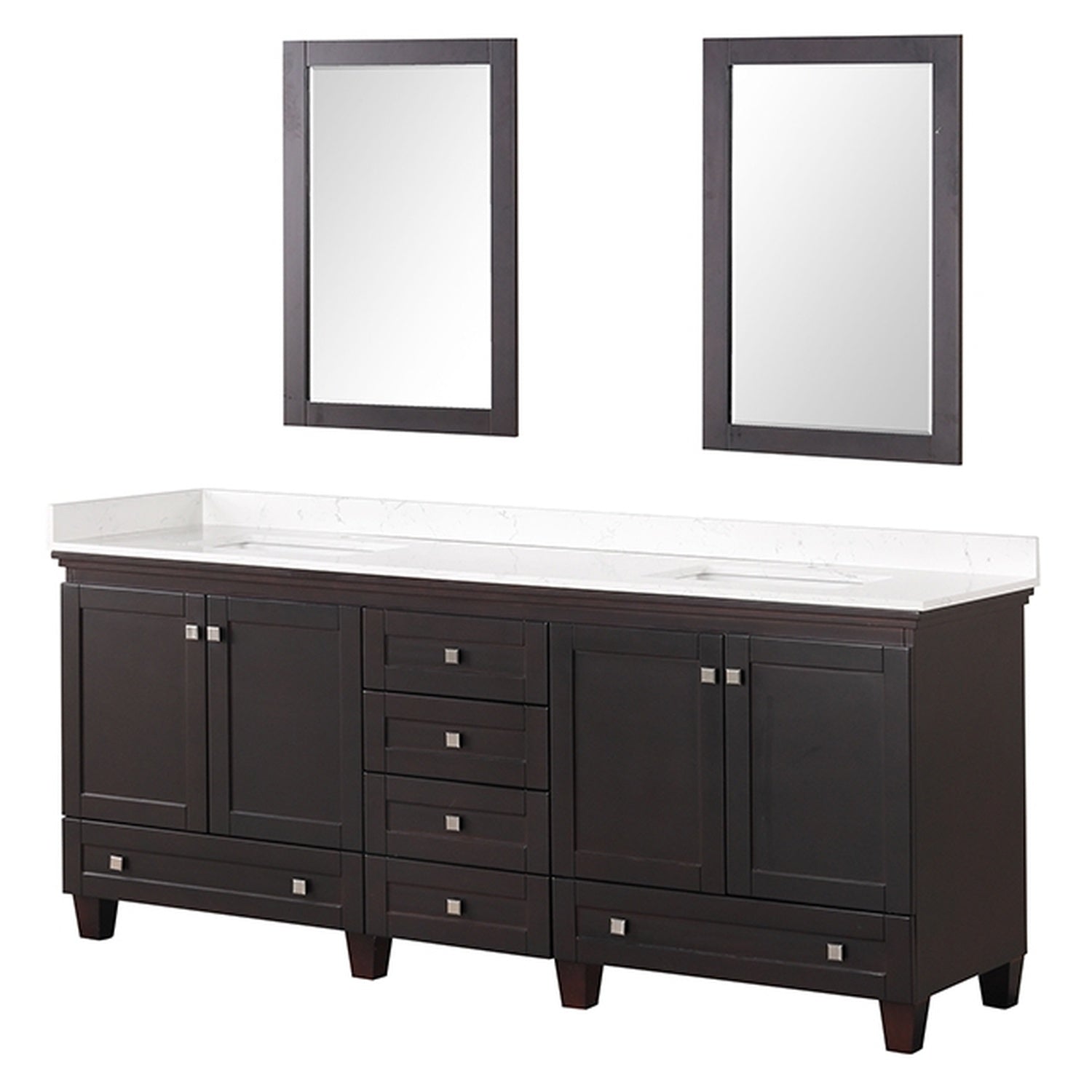 Oliva White/Espresso Vanity Set w/ Mirror - Ornate Home