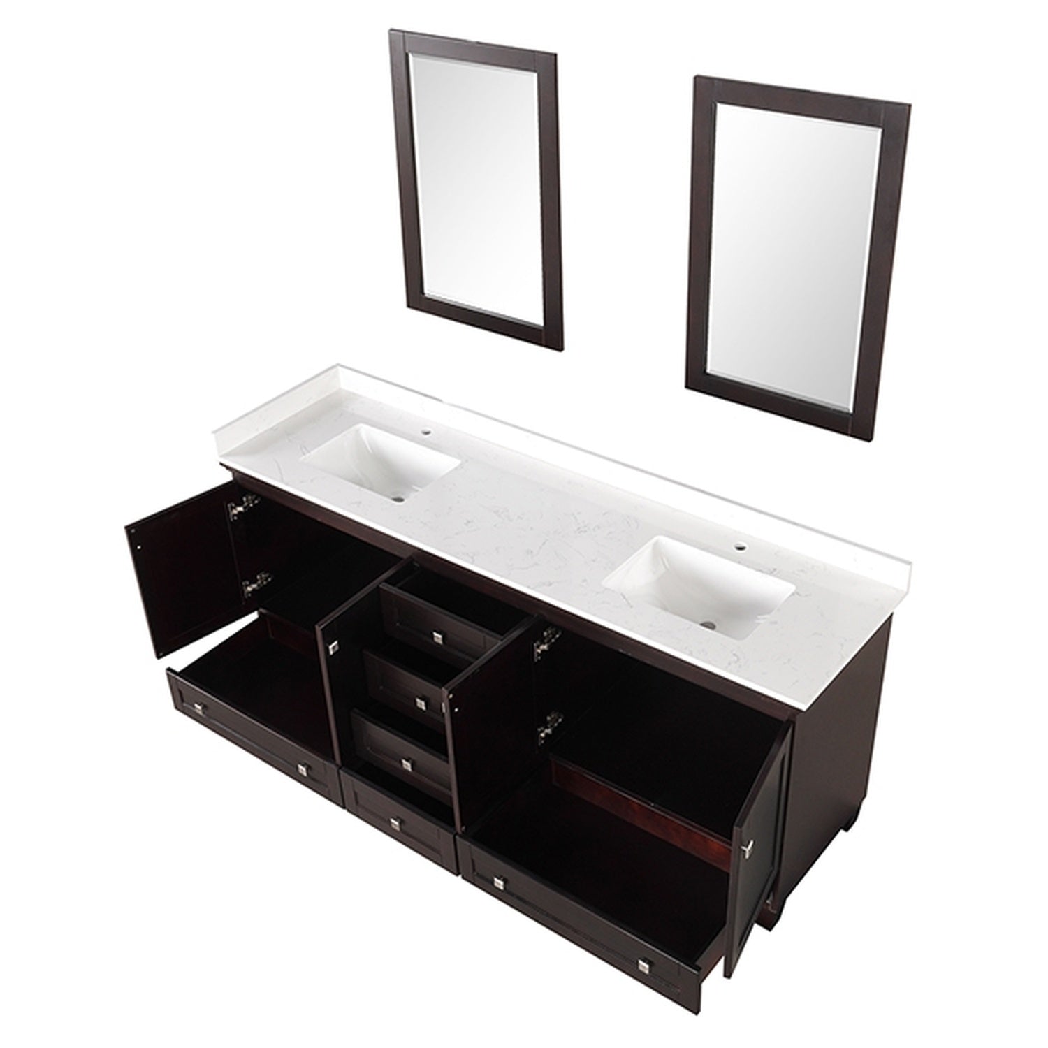 Oliva White/Espresso Vanity Set w/ Mirror - Ornate Home