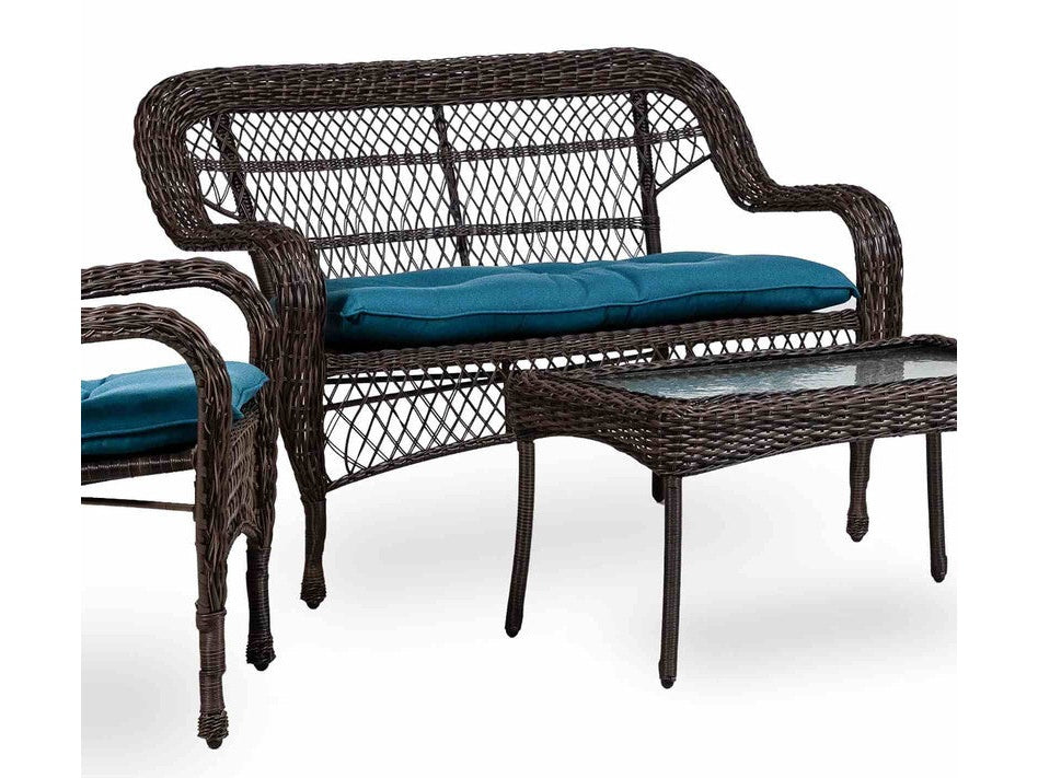 Oliveri Brown/Dark Teal Wicker Loveseat - Ornate Home