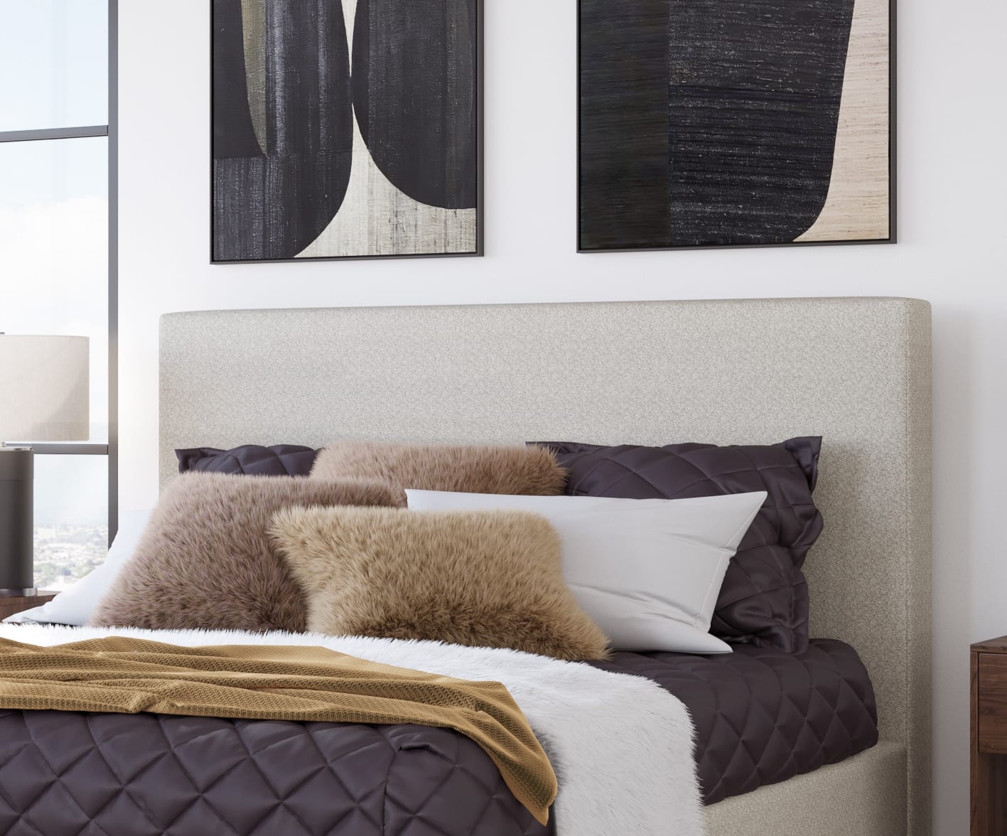 Olivia Ivory Upholstered Queen Headboard - Ornate Home