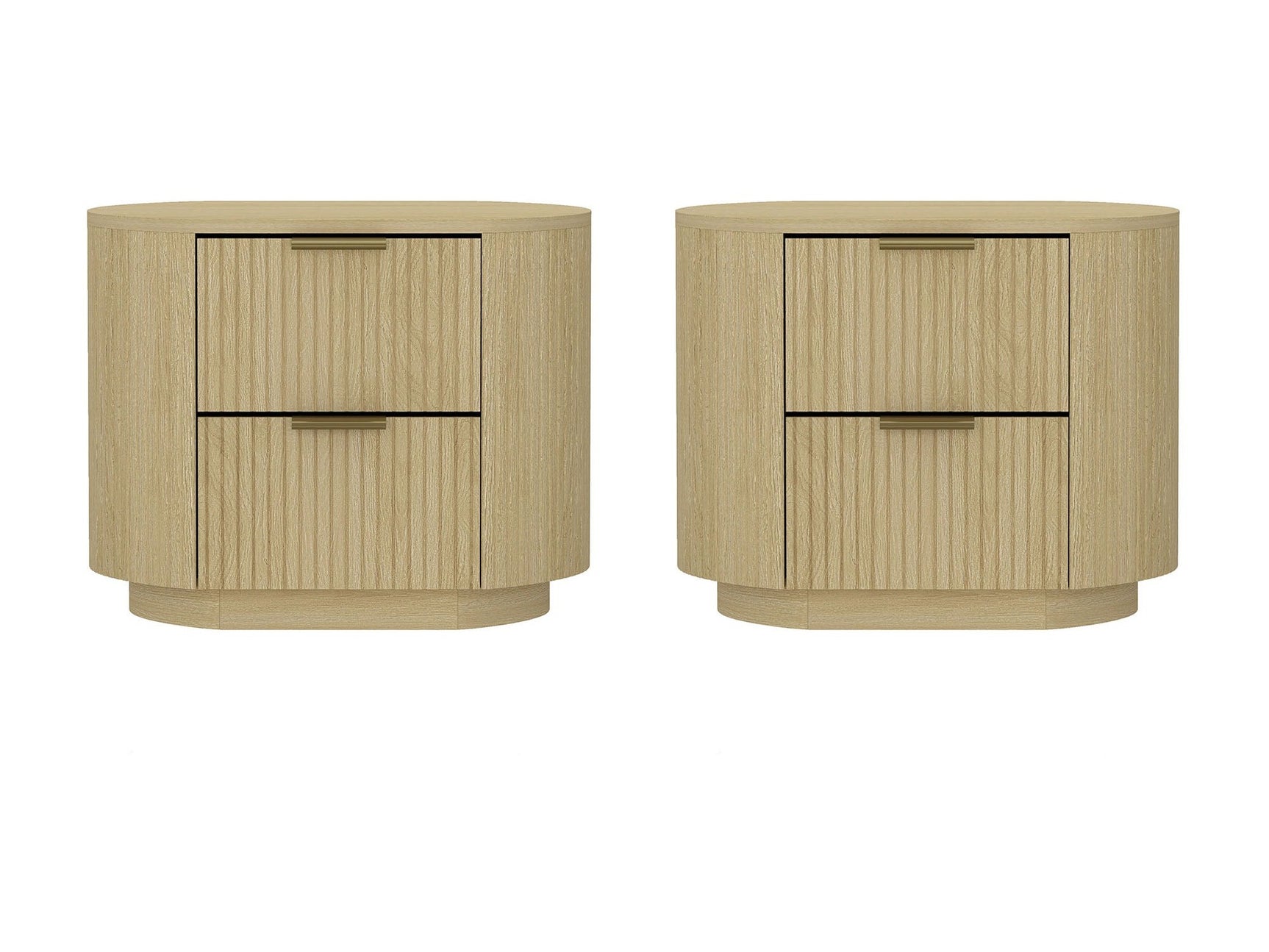 Olivia Nightstand in Natural Oak and Gold (set of 2) - Ornate Home