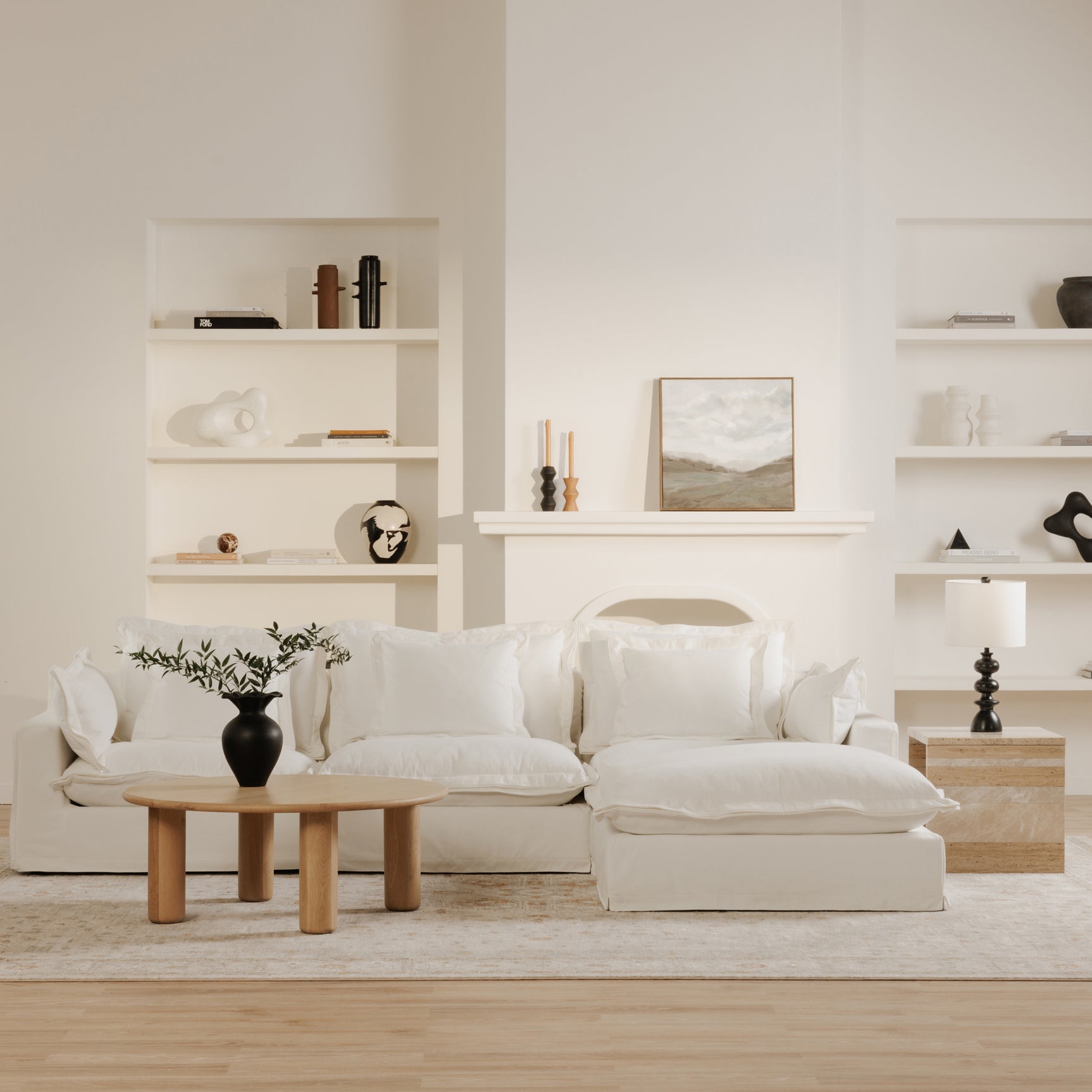 Olivia White Ottoman - Ornate Home