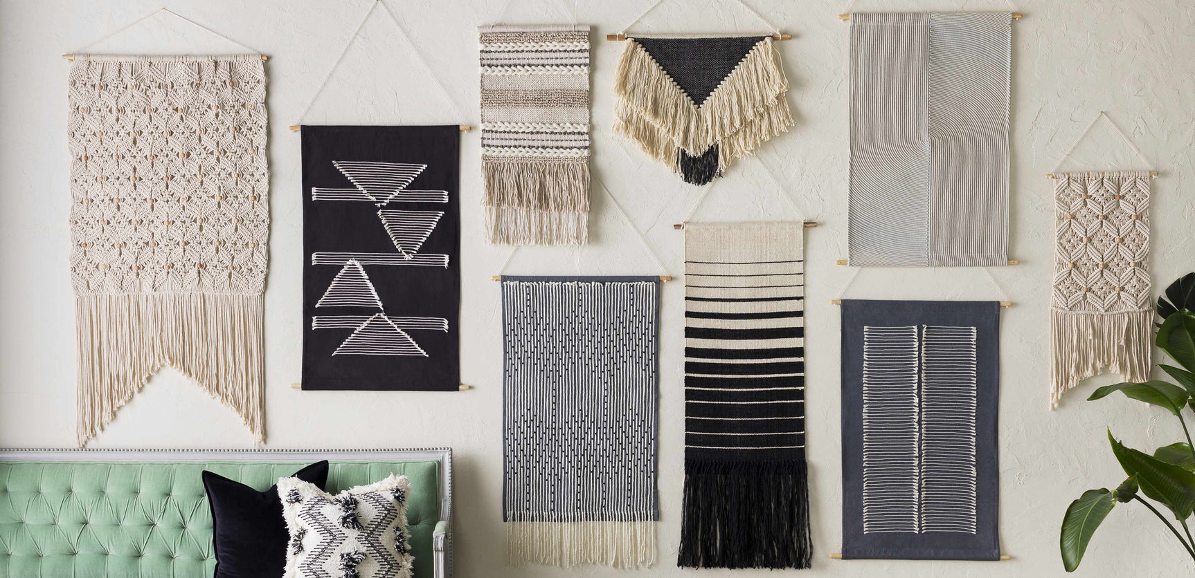 Olmitz Black-Beige Modern Geometric Wall Hanging - Ornate Home