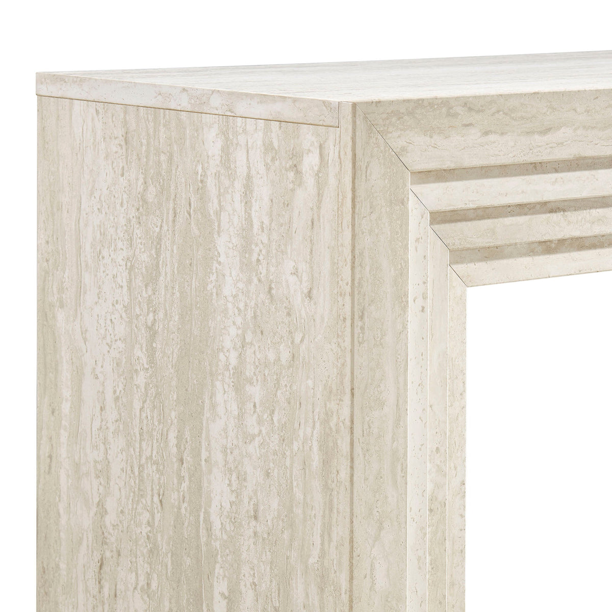 Olney Ivory Travertine 63 Inch Fluted Console Table