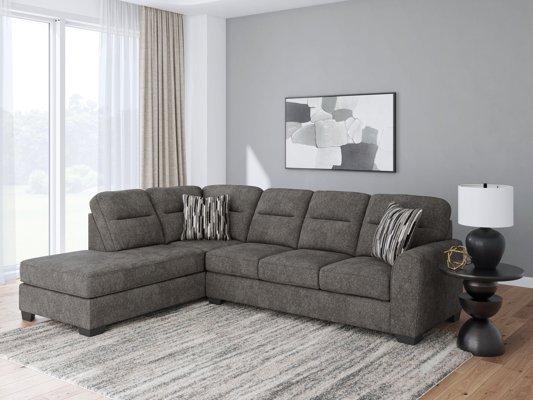 Olten Graphite 2-Piece LEF Sectional with Chaise - Ornate Home