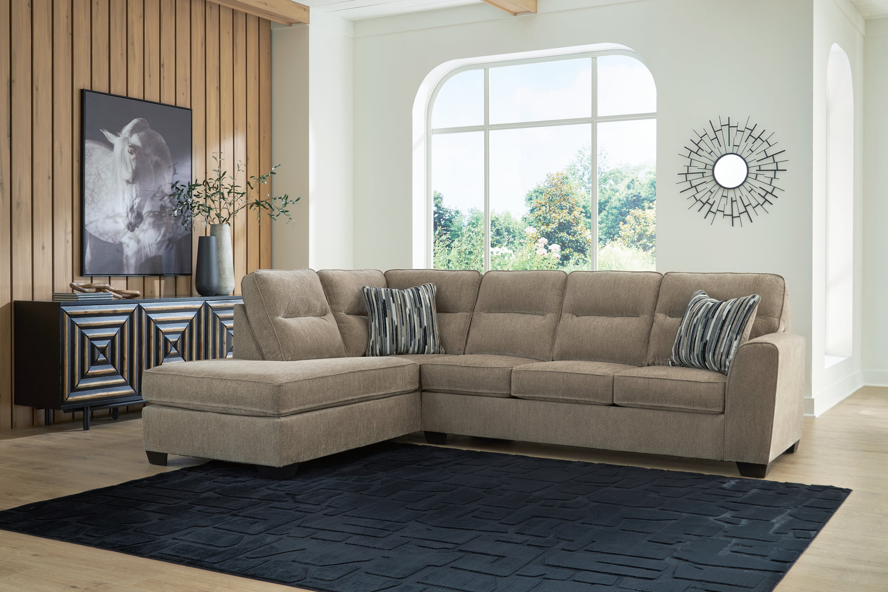 Olten Mocha 2-Piece Sectional with Chaise and Ottoman (Online Special Price) - Ornate Home
