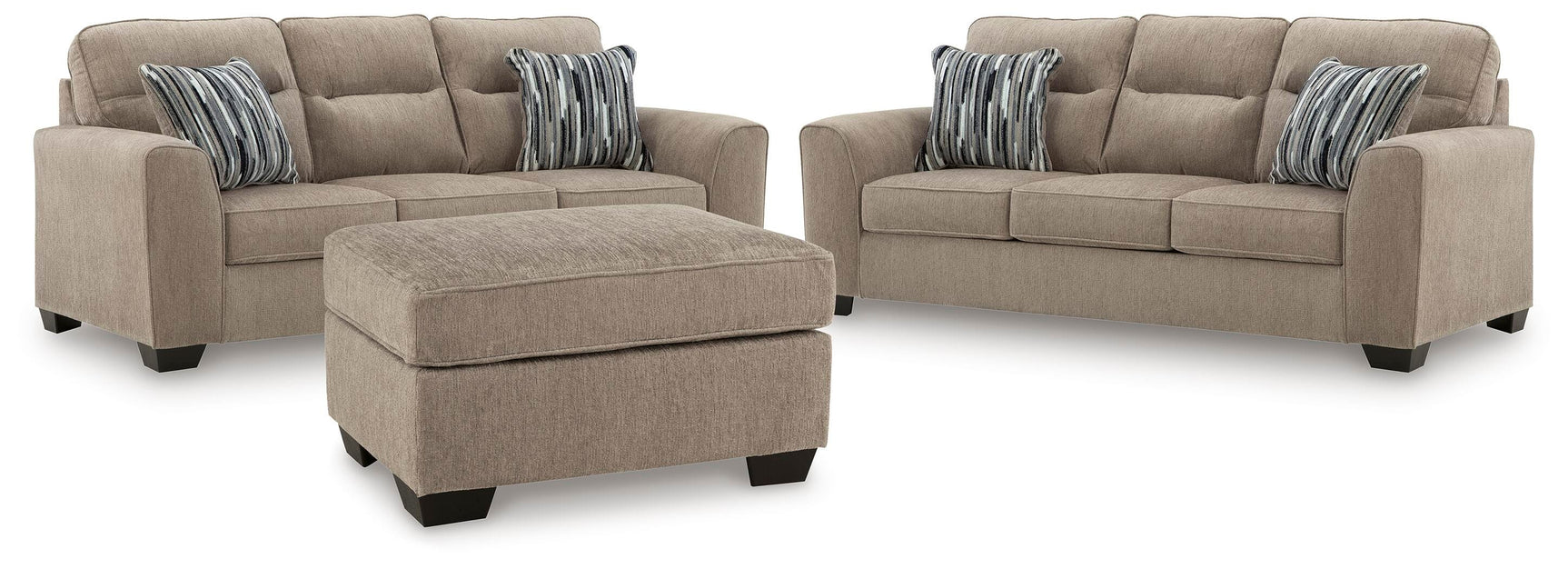 Olten Mocha 2 Sofas and Ottoman - Ornate Home