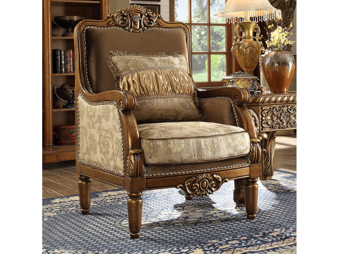 Olympia Antique Gold & Perfect Brown Chair / HD-610 - Ornate Home