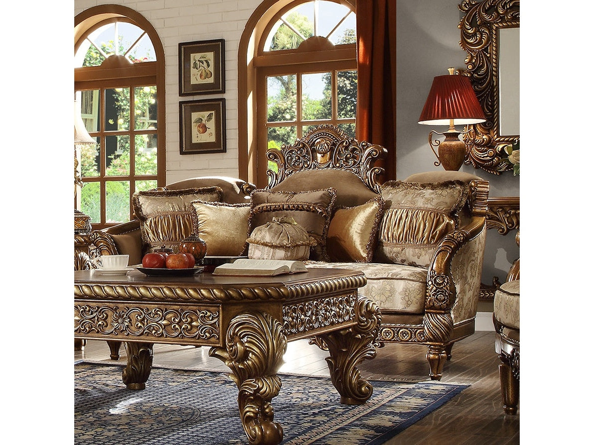 Olympia Antique Gold & Perfect Brown Loveseat / HD-610 - Ornate Home