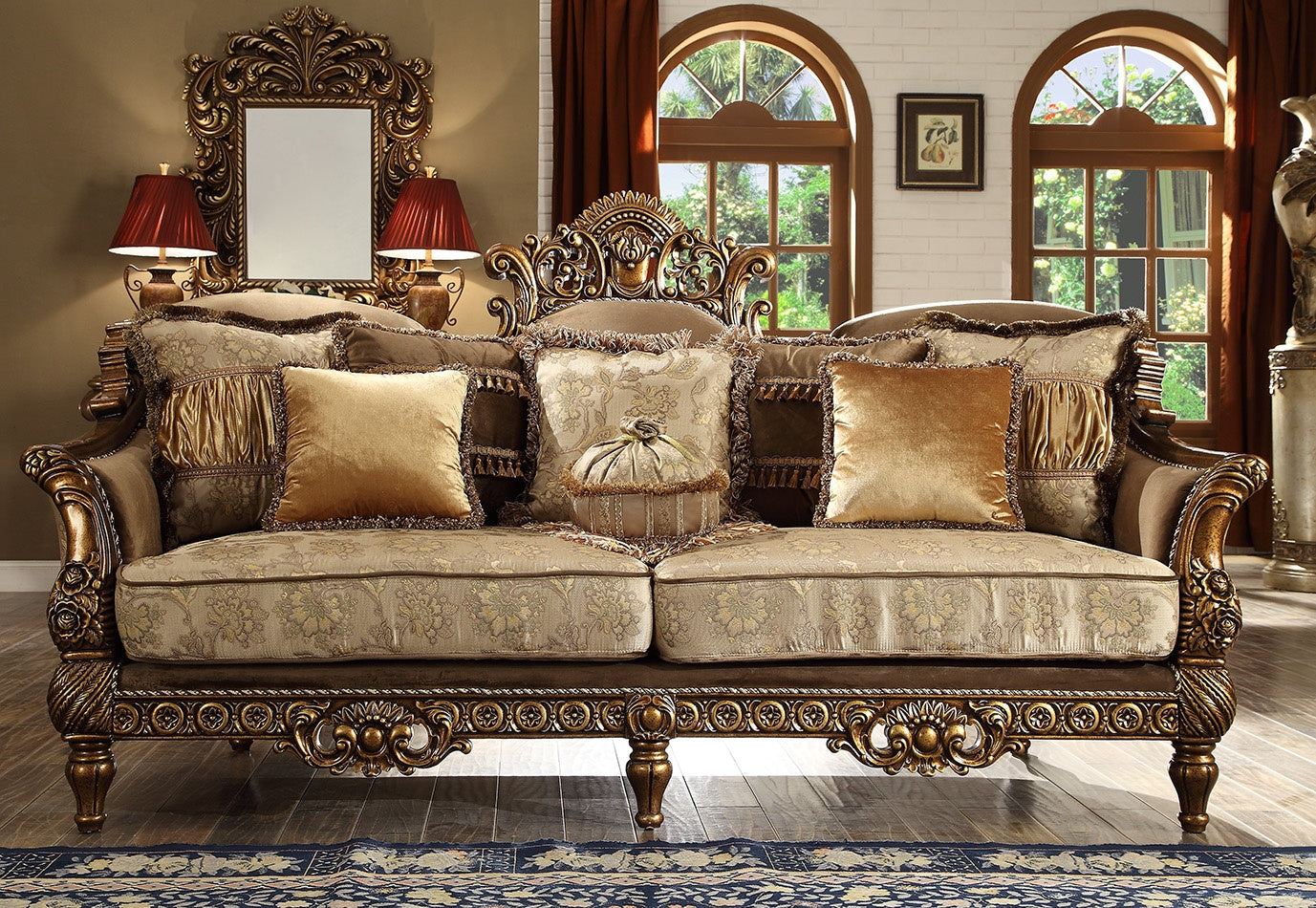 Olympia Antique Gold & Perfect Brown Sofa / HD-610 - Ornate Home