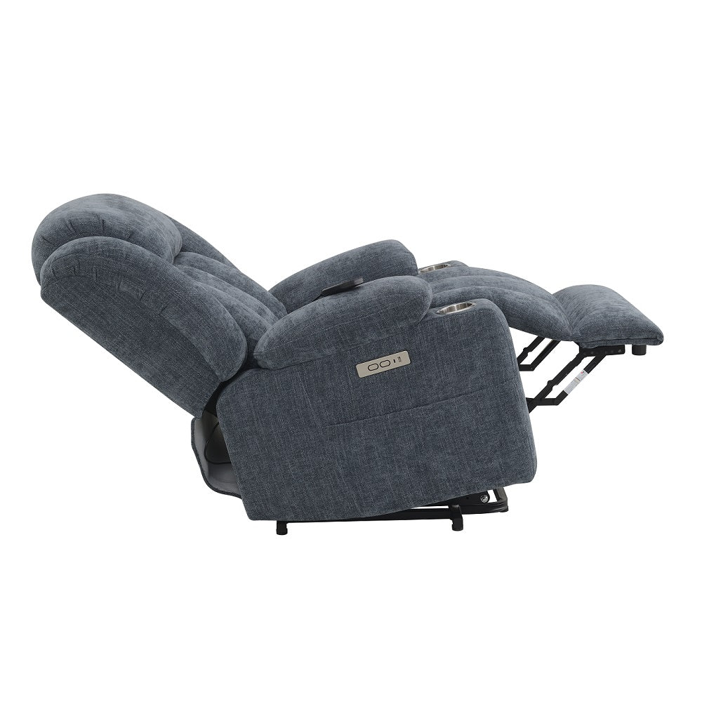 Omarion Blue Power Recliner W/Lift & Heating & Massage - Ornate Home