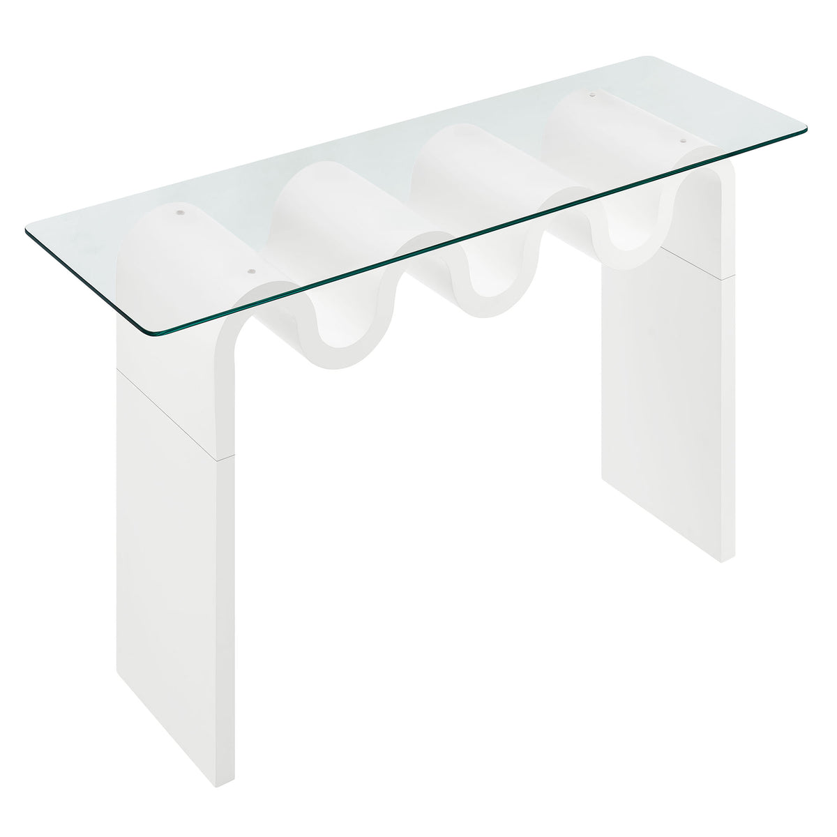 Ondine White Glass Top 50" Console Table - Ornate Home