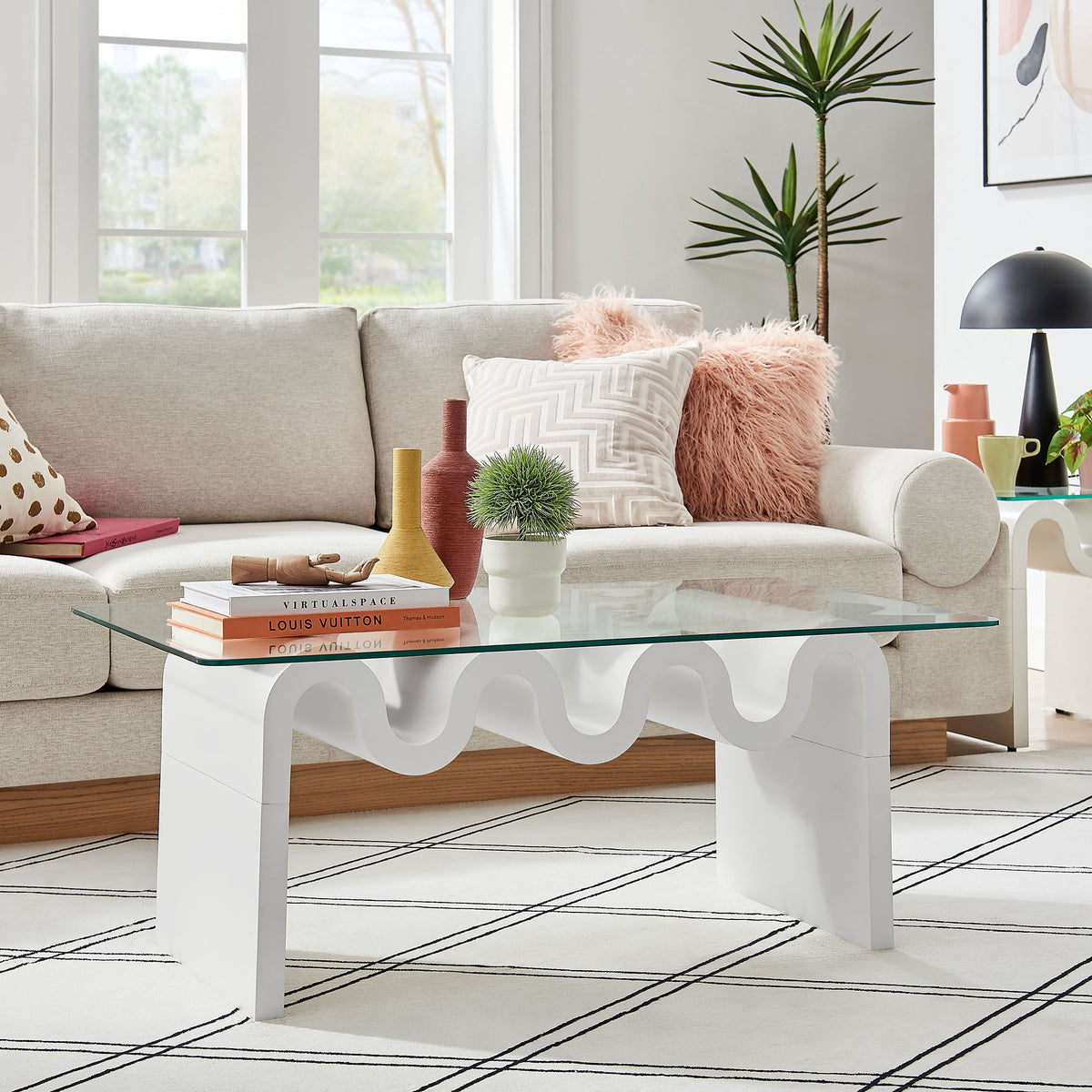 Ondine White Glass Top Coffee Table - Ornate Home
