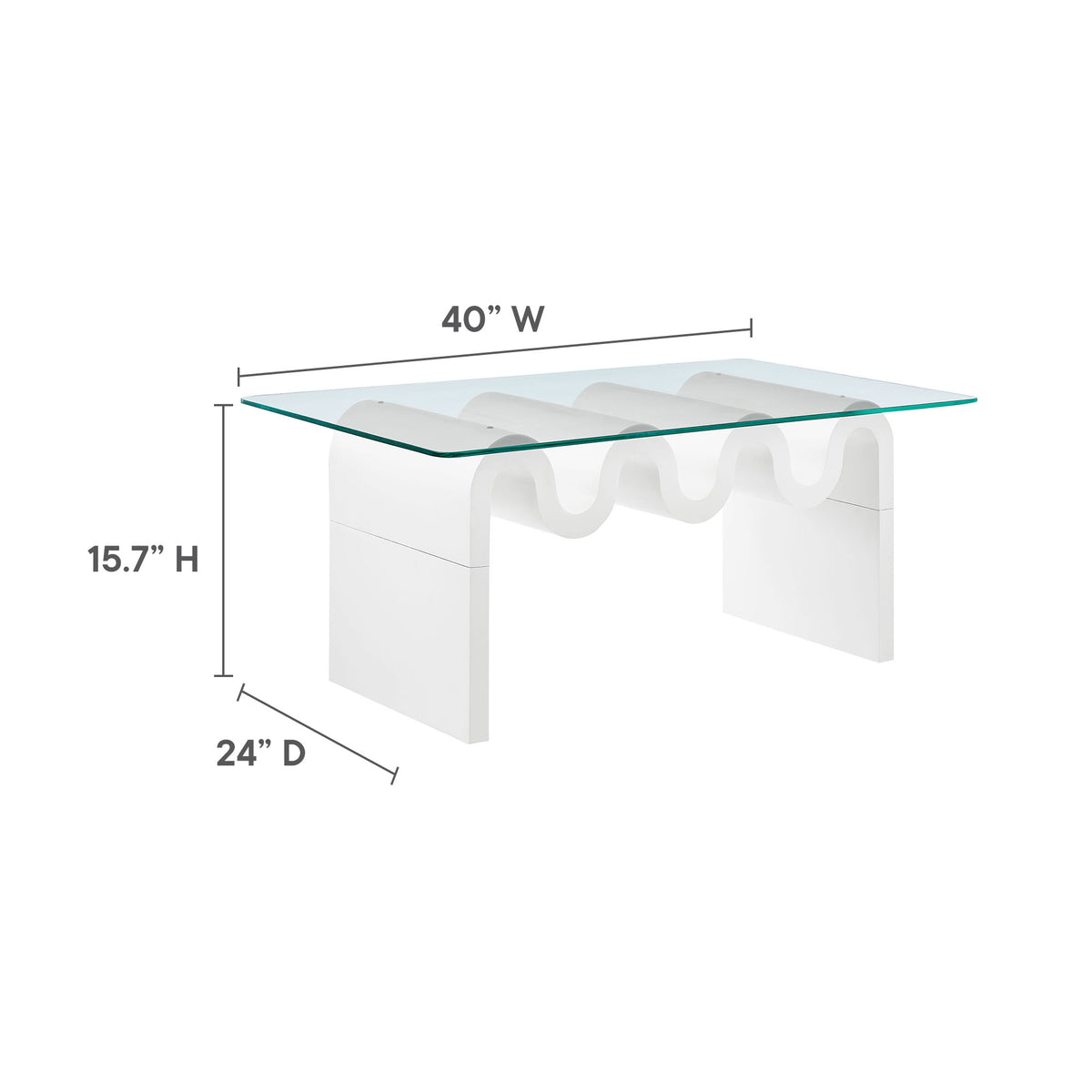 Ondine White Glass Top Coffee Table - Ornate Home