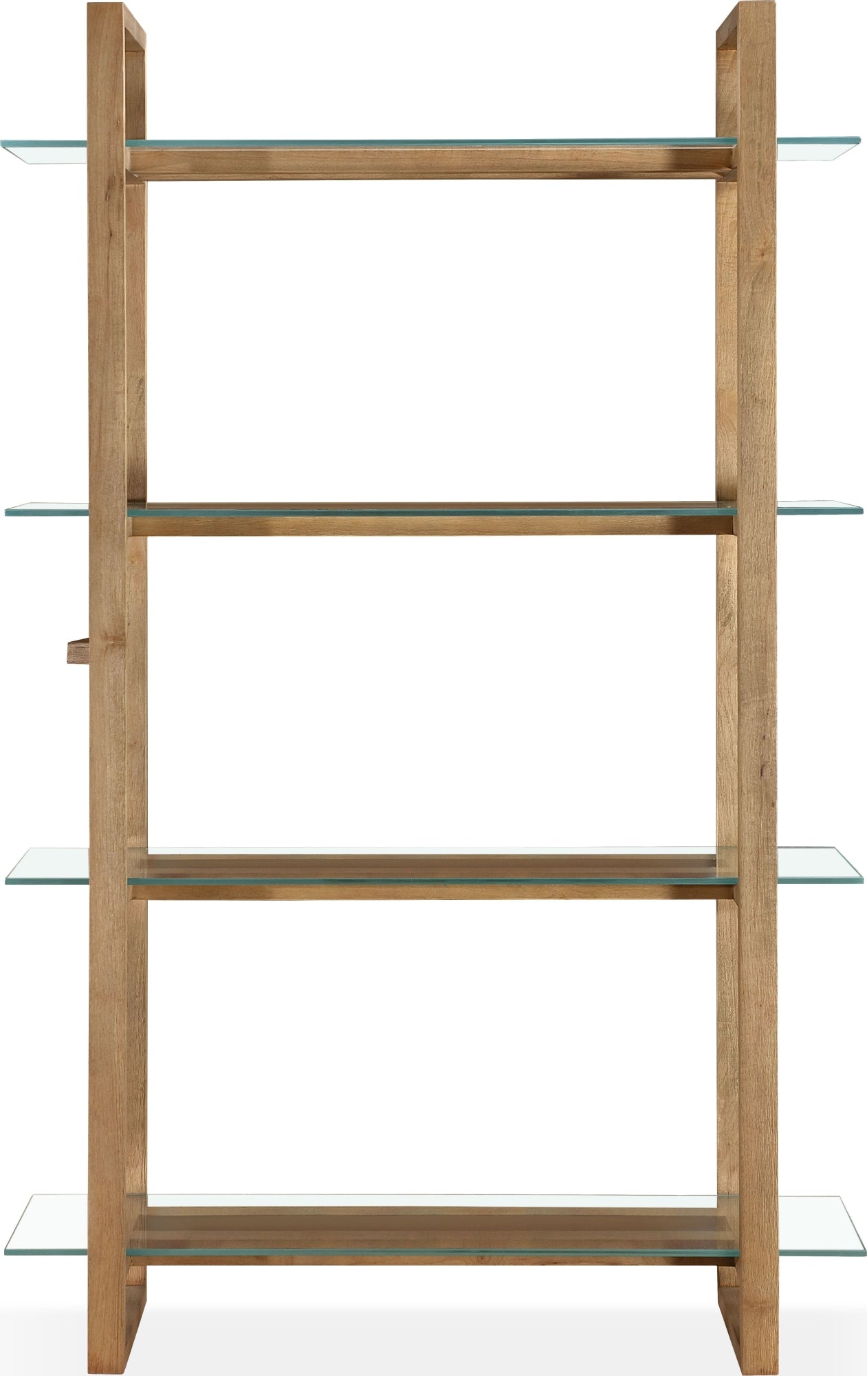 One Bisque/Clear Modern Coastal Glass Shelf Bookcase - Ornate Home