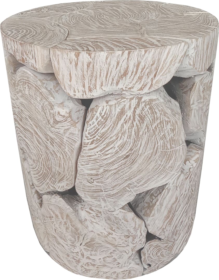 One Bleached Teak Teak Slice Round End Table - Ornate Home