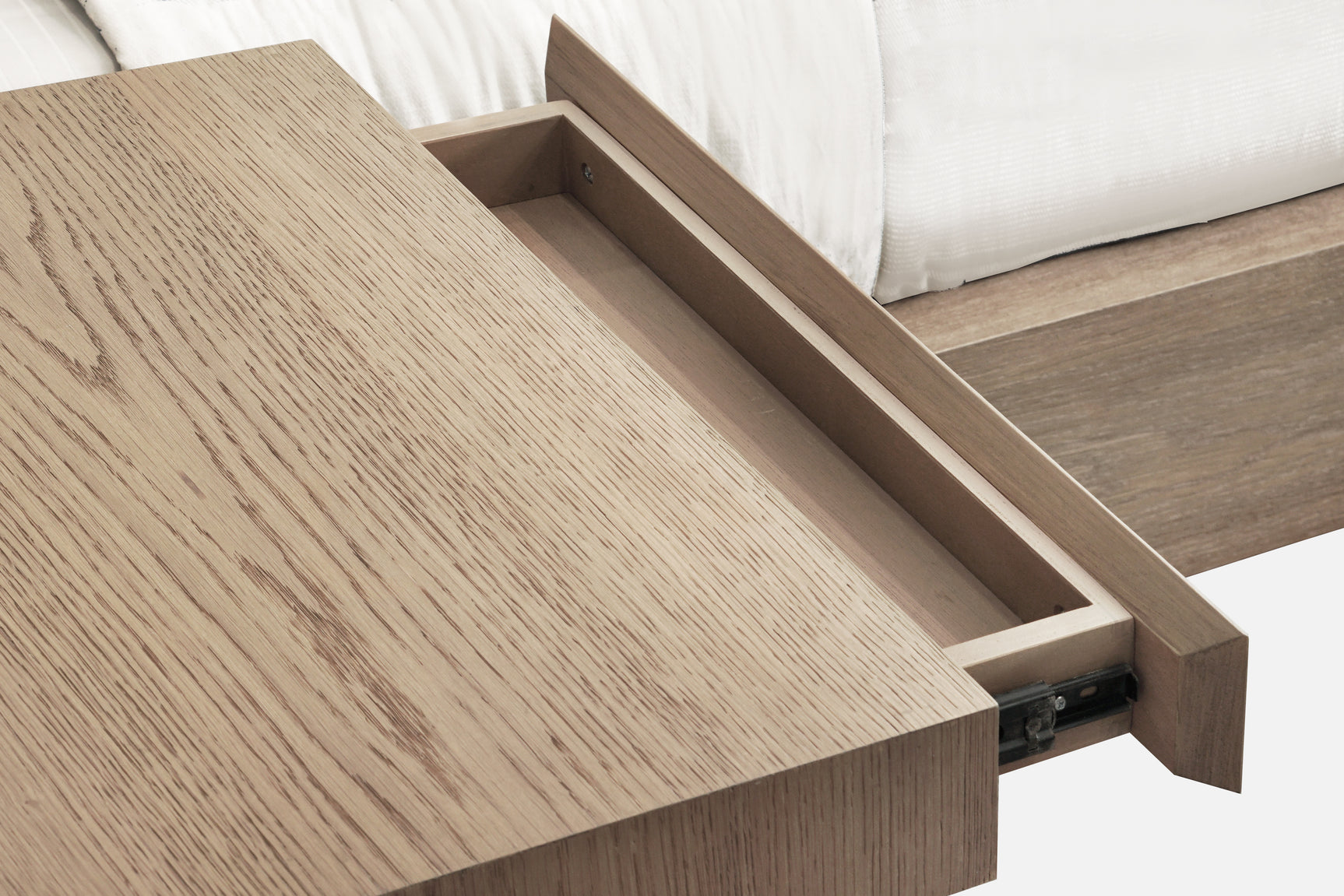 One Coastal Modern Live Edge Full Wall Bed with Floating Nightstands in Bisque - Ornate Home