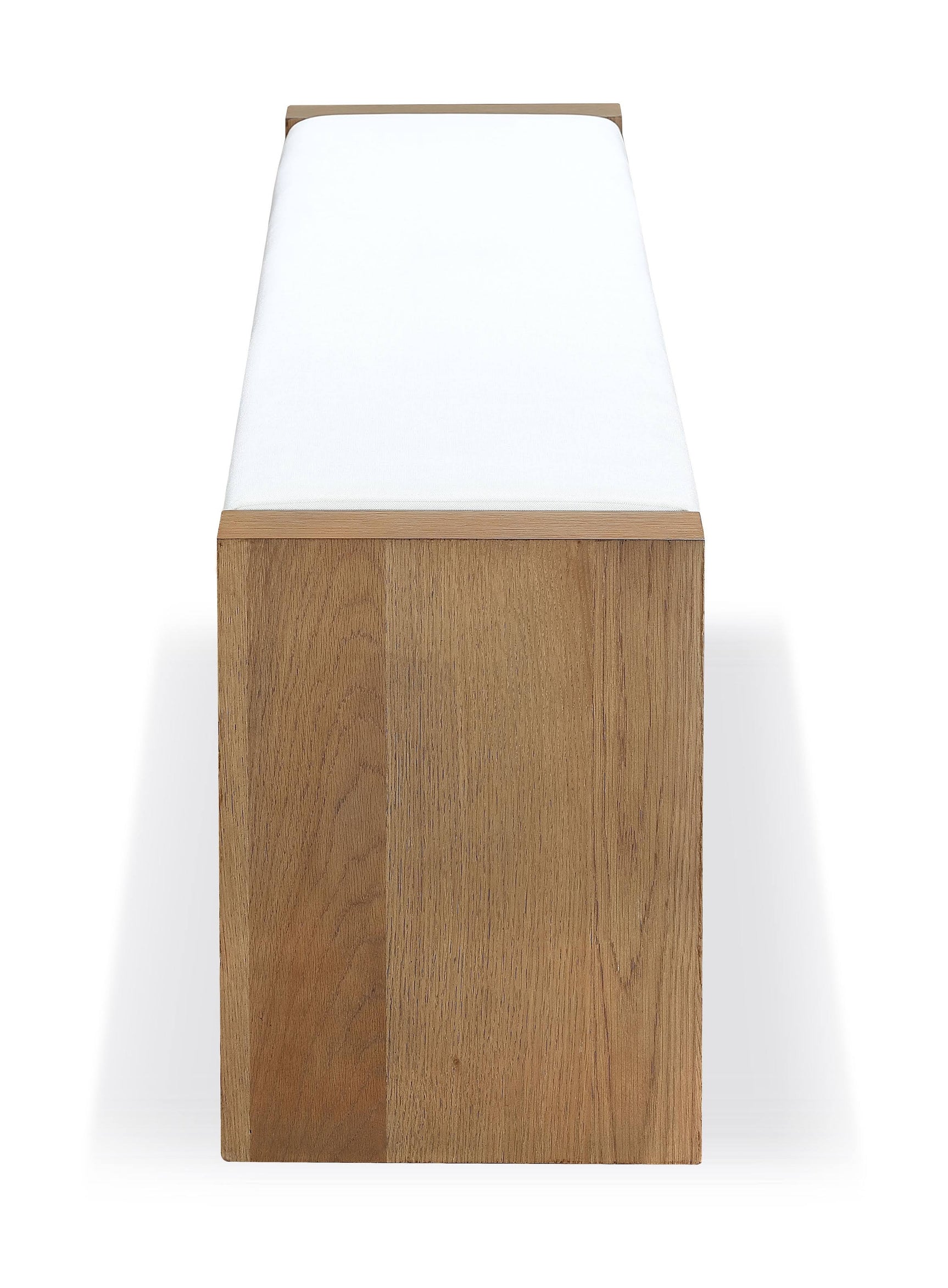 One Modern Coastal Slab Leg Upholstered Dining Bench in White Oak and White Pearl - Ornate Home