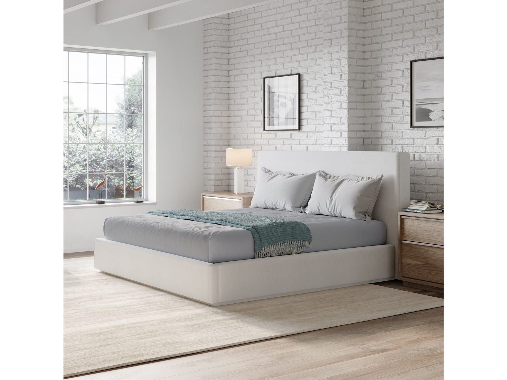 One Pearl California King Upholstered Platform Bed - Ornate Home