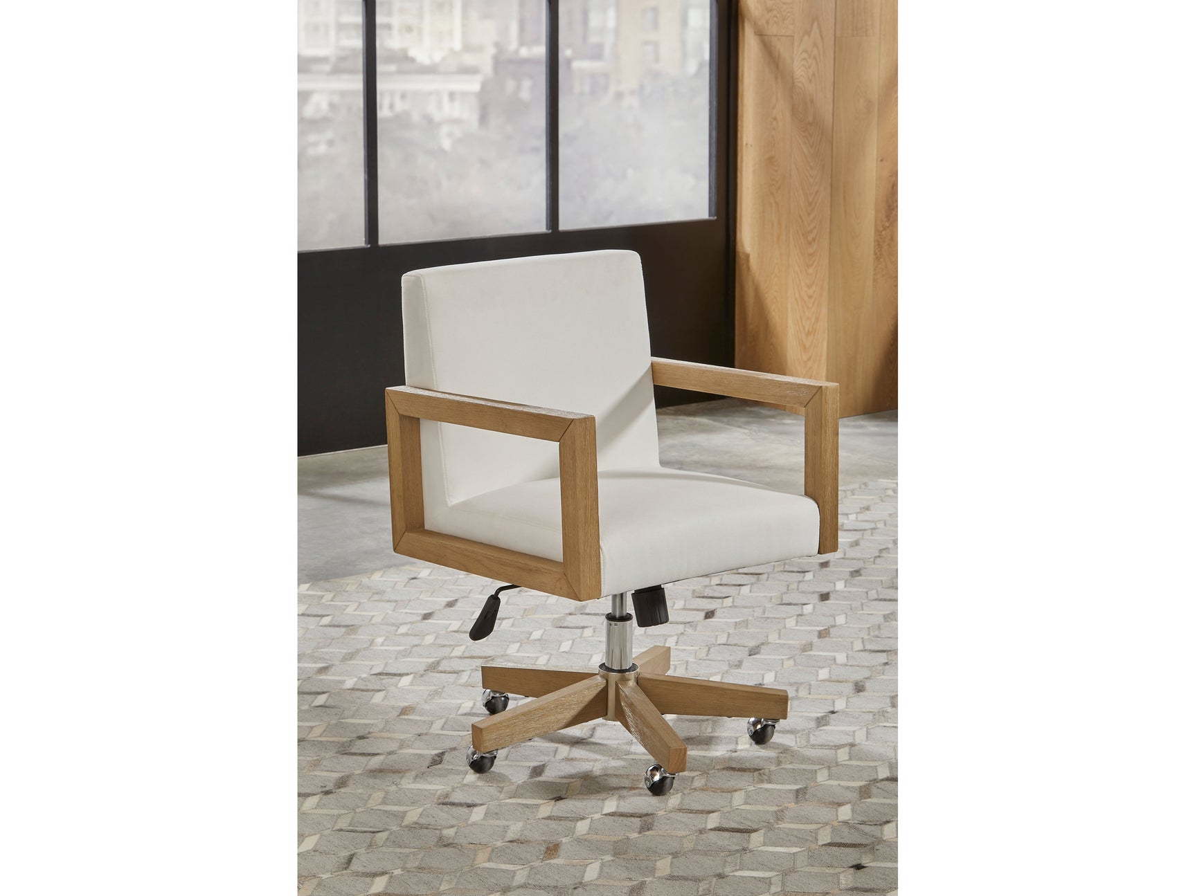 One White/Bisque Wood Frame Home Office Chair - Ornate Home