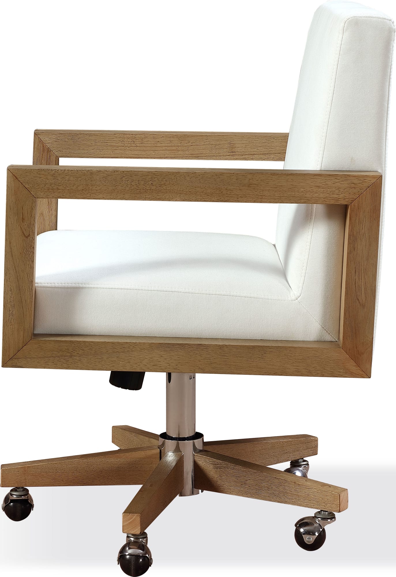 One White/Bisque Wood Frame Home Office Chair - Ornate Home