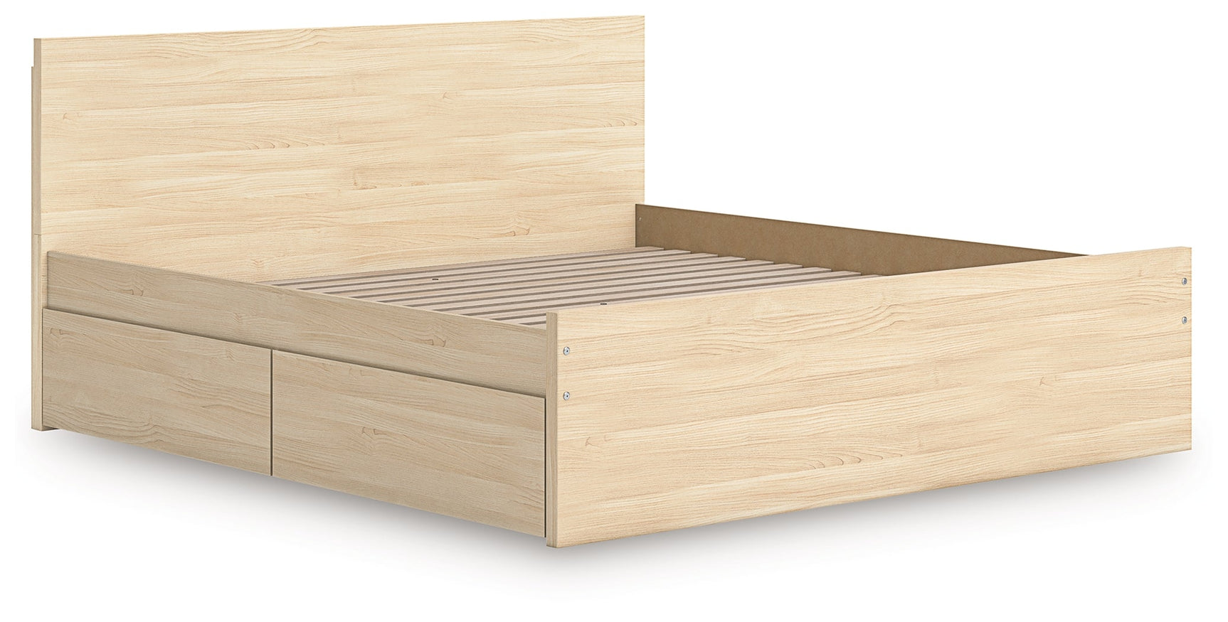 Onita Natural King Panel Platform Bed with 2 Side Storage (Online Special Price) - Ornate Home