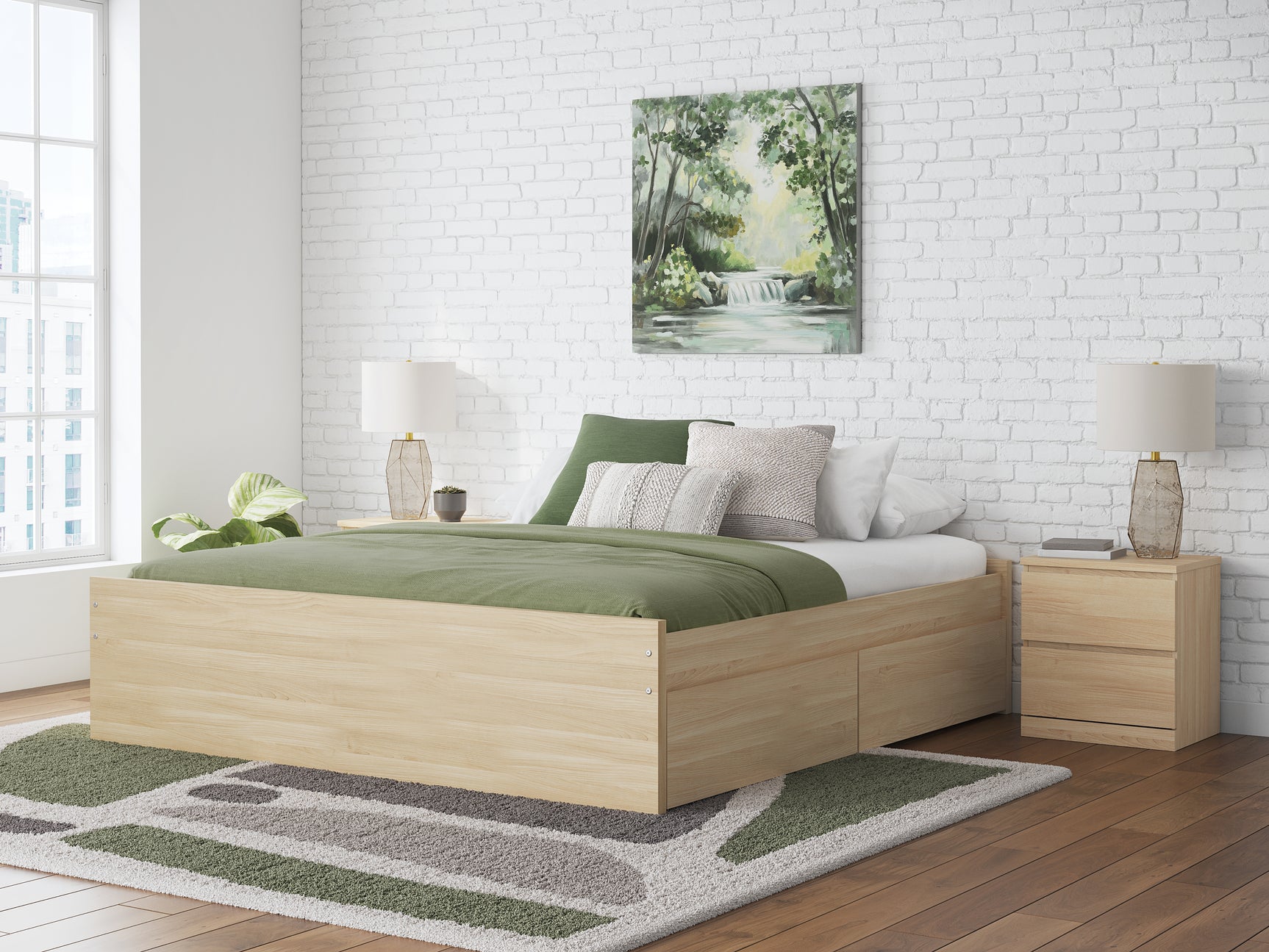 Onita Natural King Platform Bed with 2 Side Storage - Ornate Home