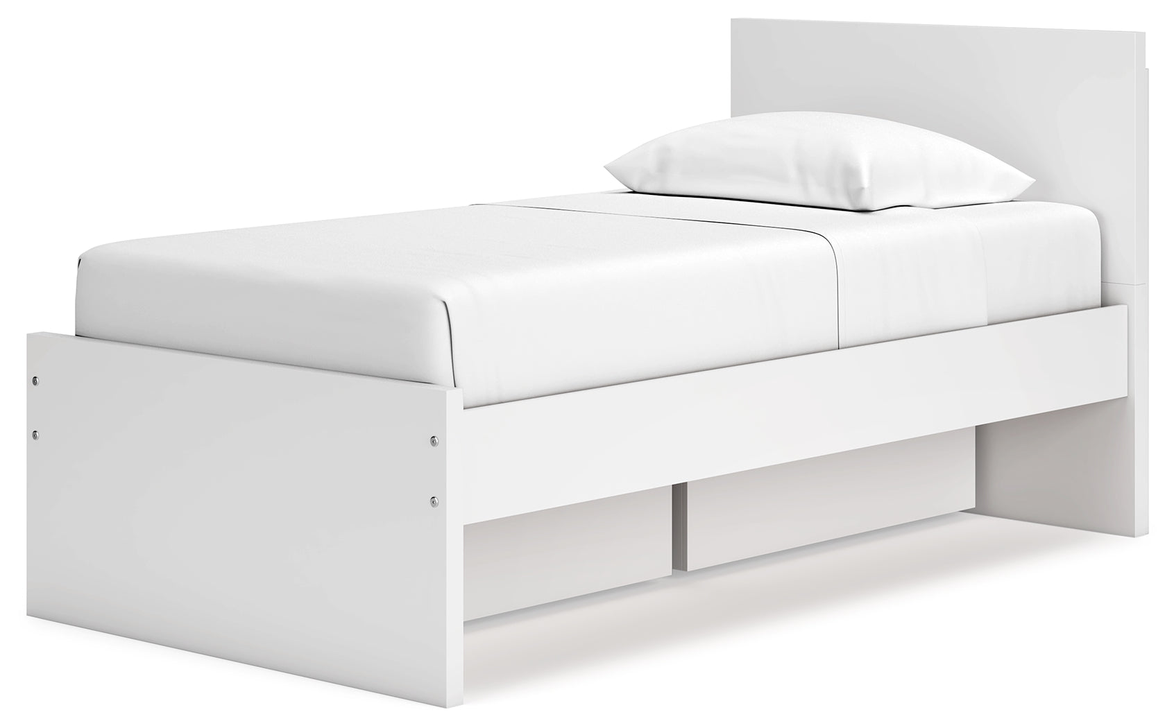 Onita White Twin Panel Platform Bed with 1 Side Storage (Online Special Price) - Ornate Home